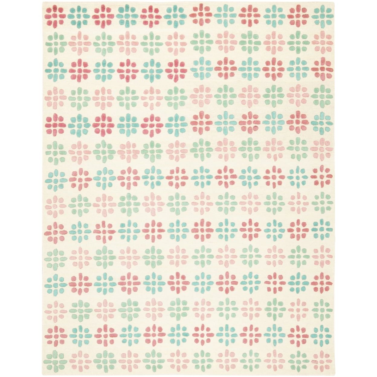 Ivory and Multicolor Tufted Wool and Viscose Area Rug