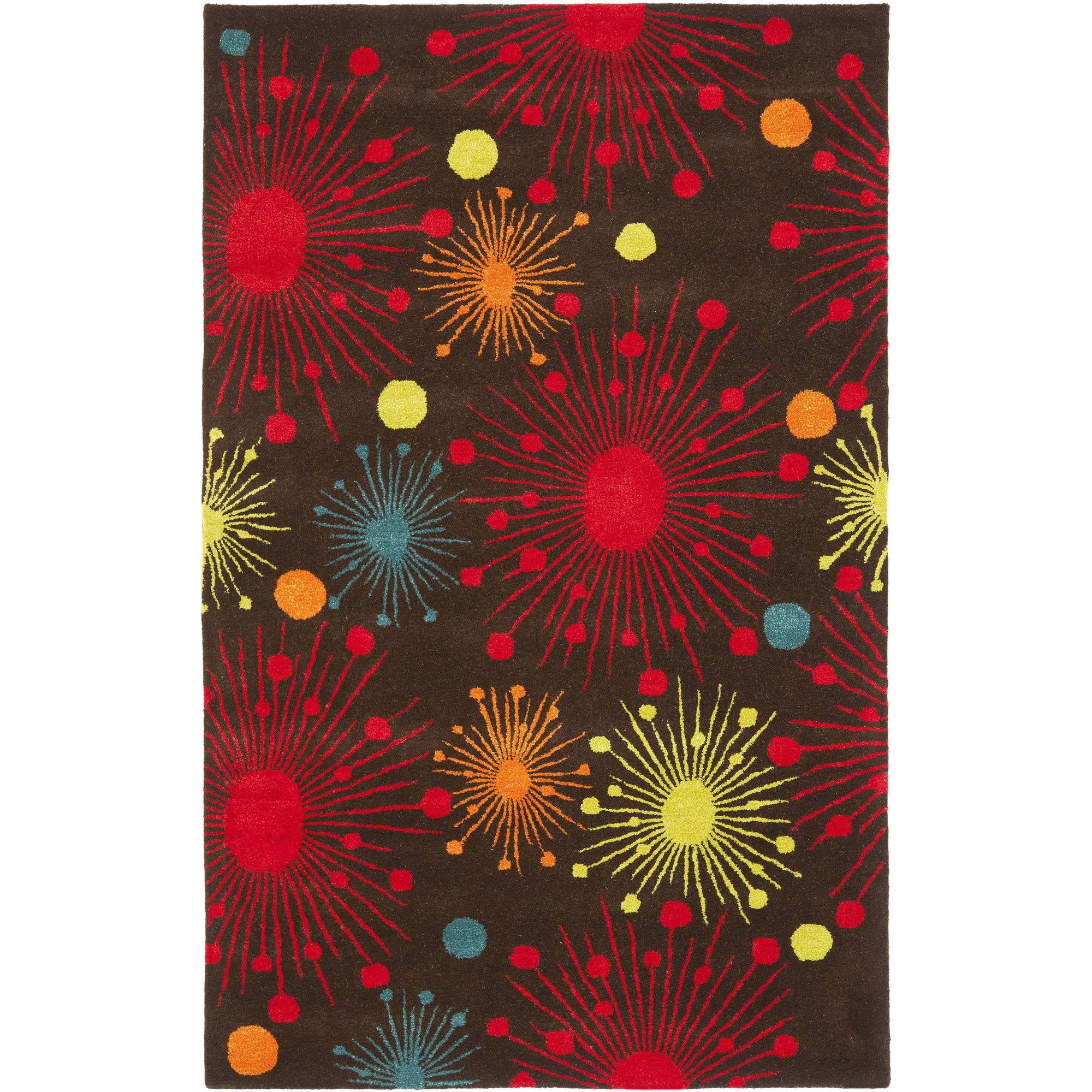 Handmade Red and Brown Wool Rectangular Area Rug