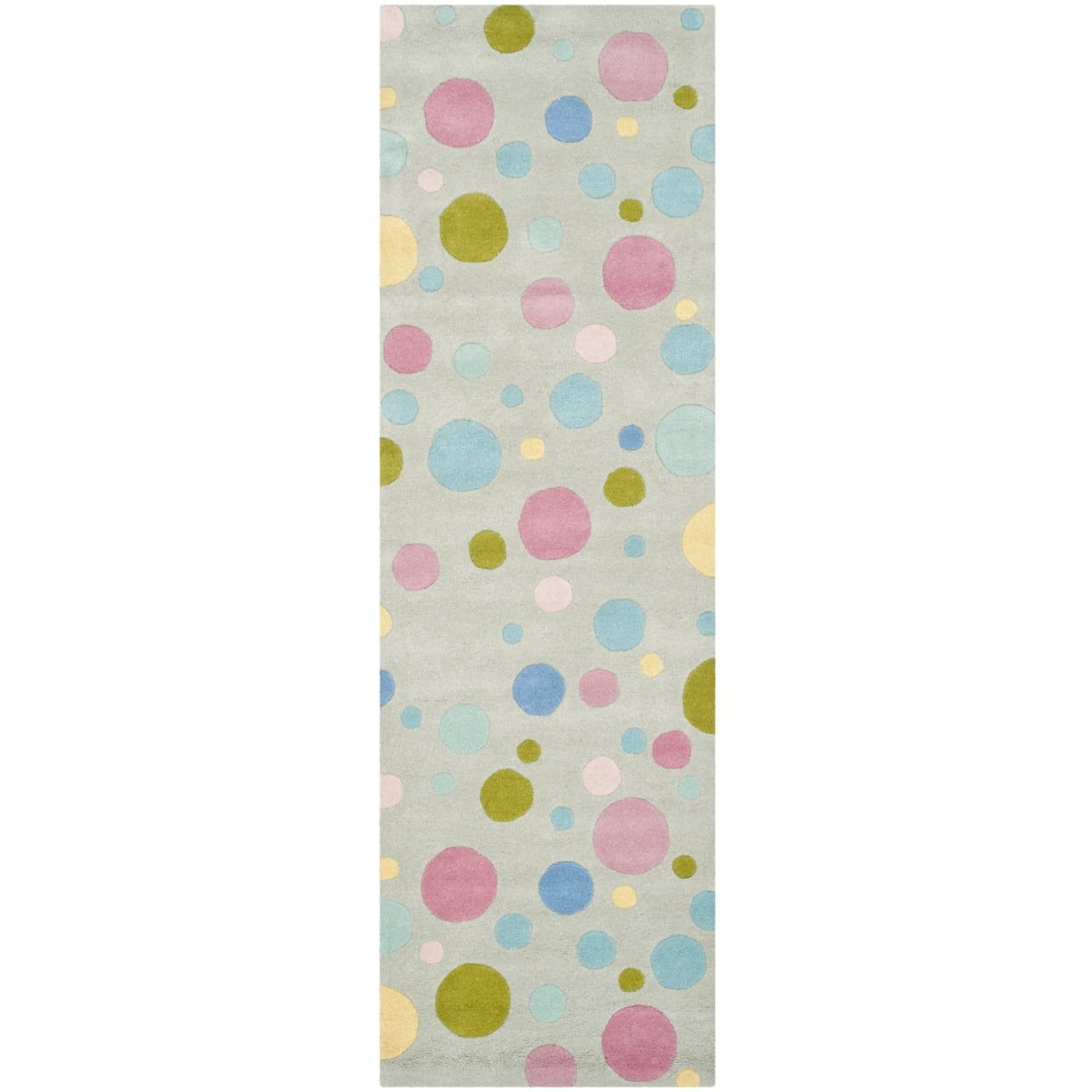 Handmade Gray Wool and Viscose Polka Dot Area Rug