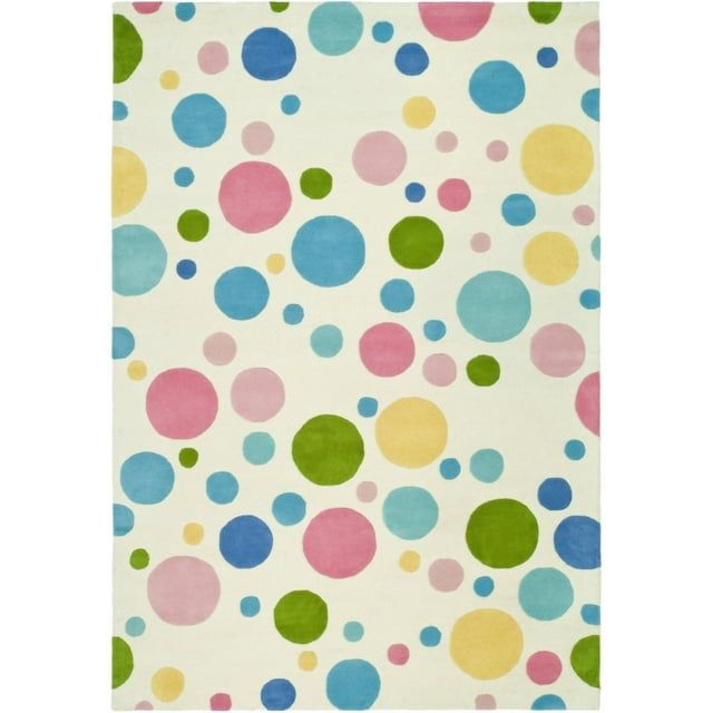 Handmade Ivory and Multicolor Wool Rectangular Area Rug, 6' x 9'