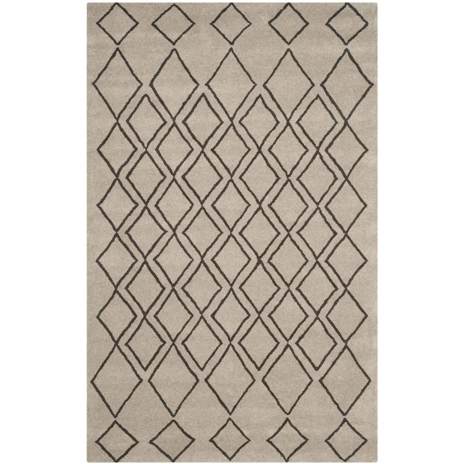 SAFAVIEH Soho Eden Geometric Wool Area Rug, Light Grey/Dark Grey, 5' x 8'