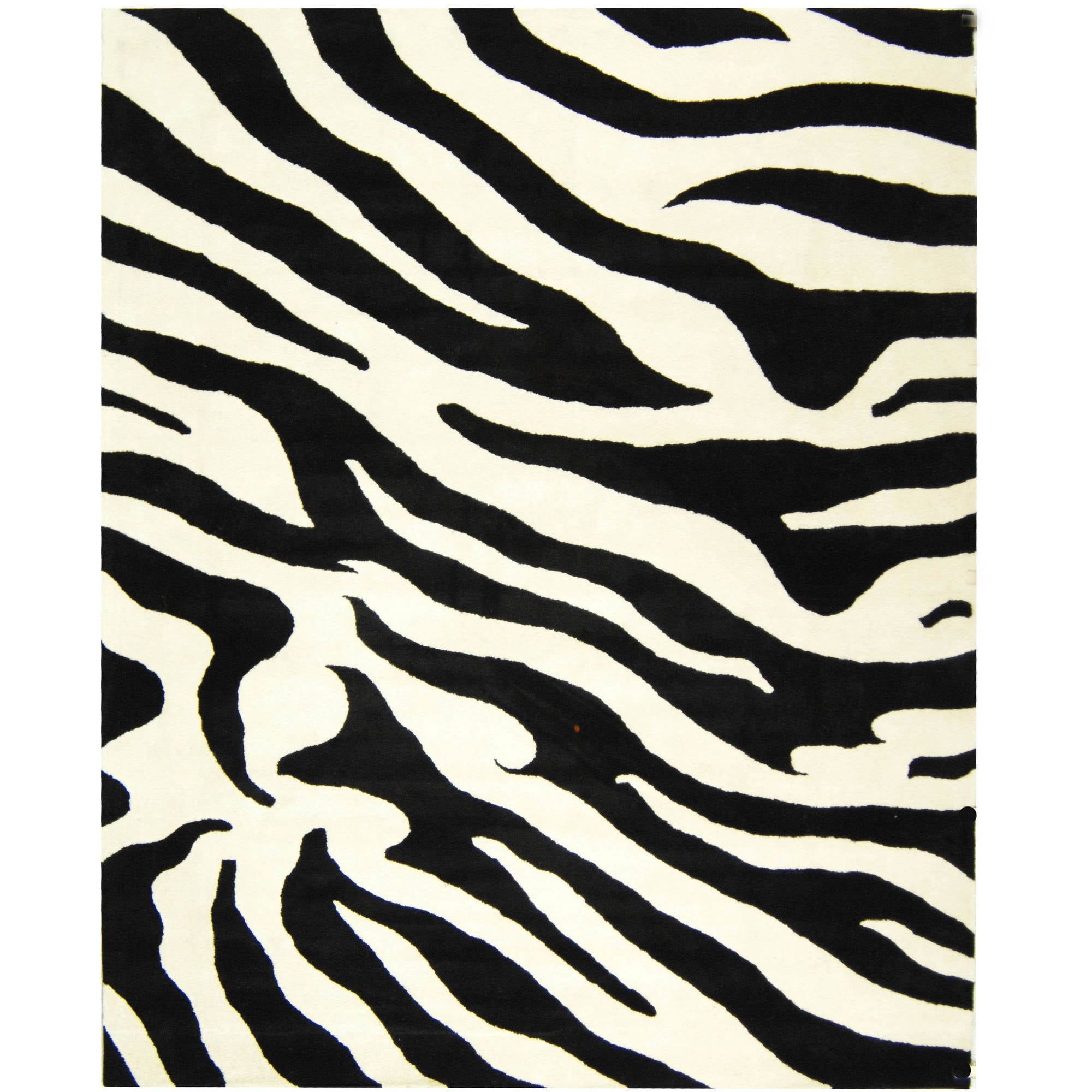 Black and White Rectangular Tufted Wool Area Rug