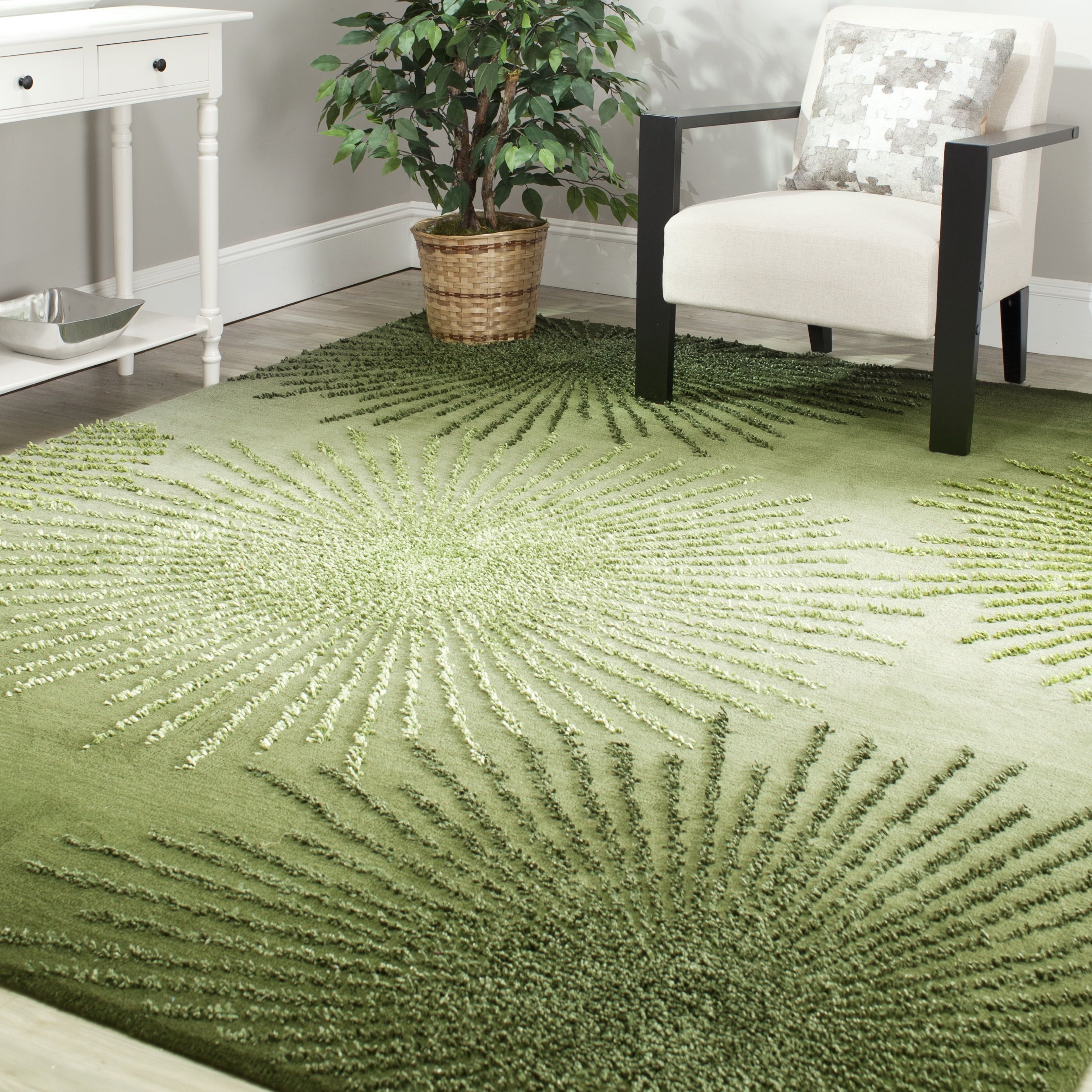 Lush Forest Hand-Tufted Wool Square Rug in Green/Multi, 6' x 6'