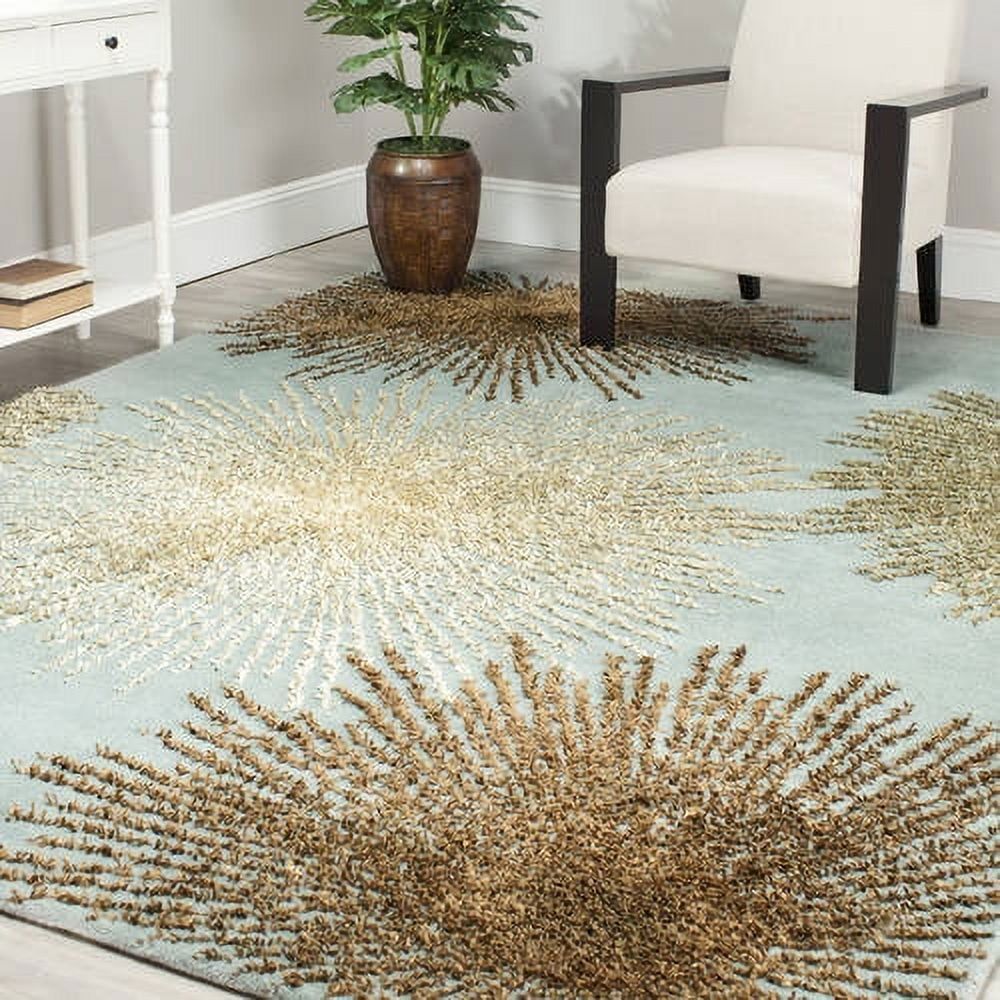 Hand-Tufted Elegance Wool-Viscose 8' x 10' Rug in Light Blue/Multi