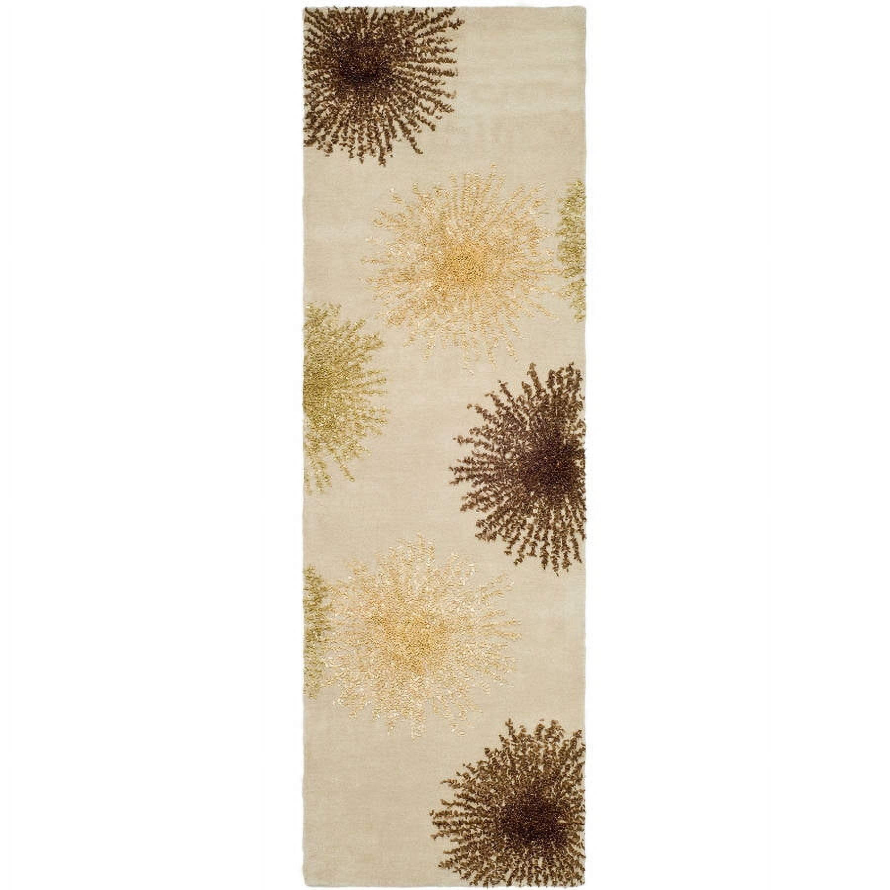 Beige Hand-Tufted Wool and Viscose Runner Rug, 2'6" x 14'