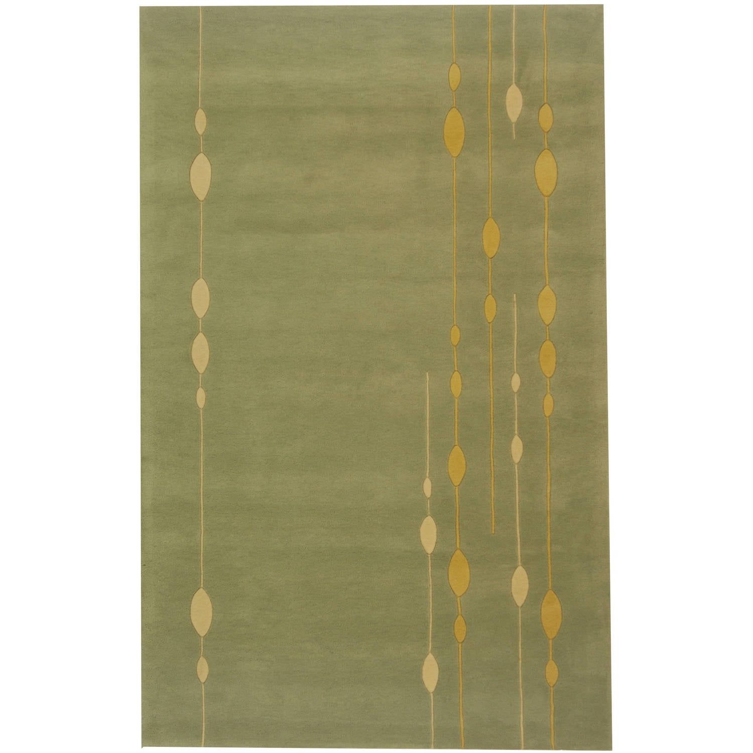 Light Green Wool and Viscose Tufted Handmade Rug, 3'6" x 5'6"