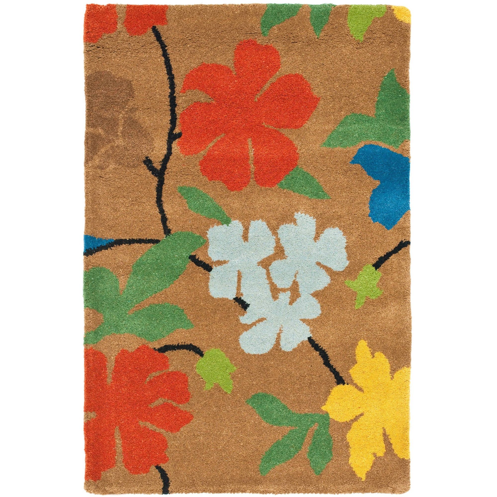 SAFAVIEH Soho Jasper Floral Wool Area Rug, Brown/Multi, 2' x 3'