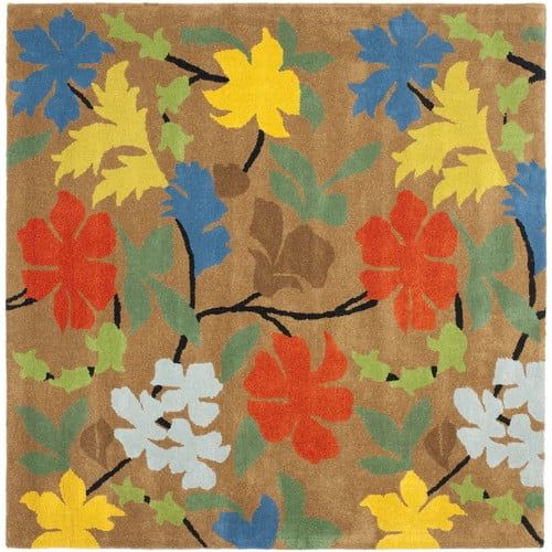 SAFAVIEH Soho Jasper Floral Wool Area Rug, Brown/Multi, 6' x 6' Square