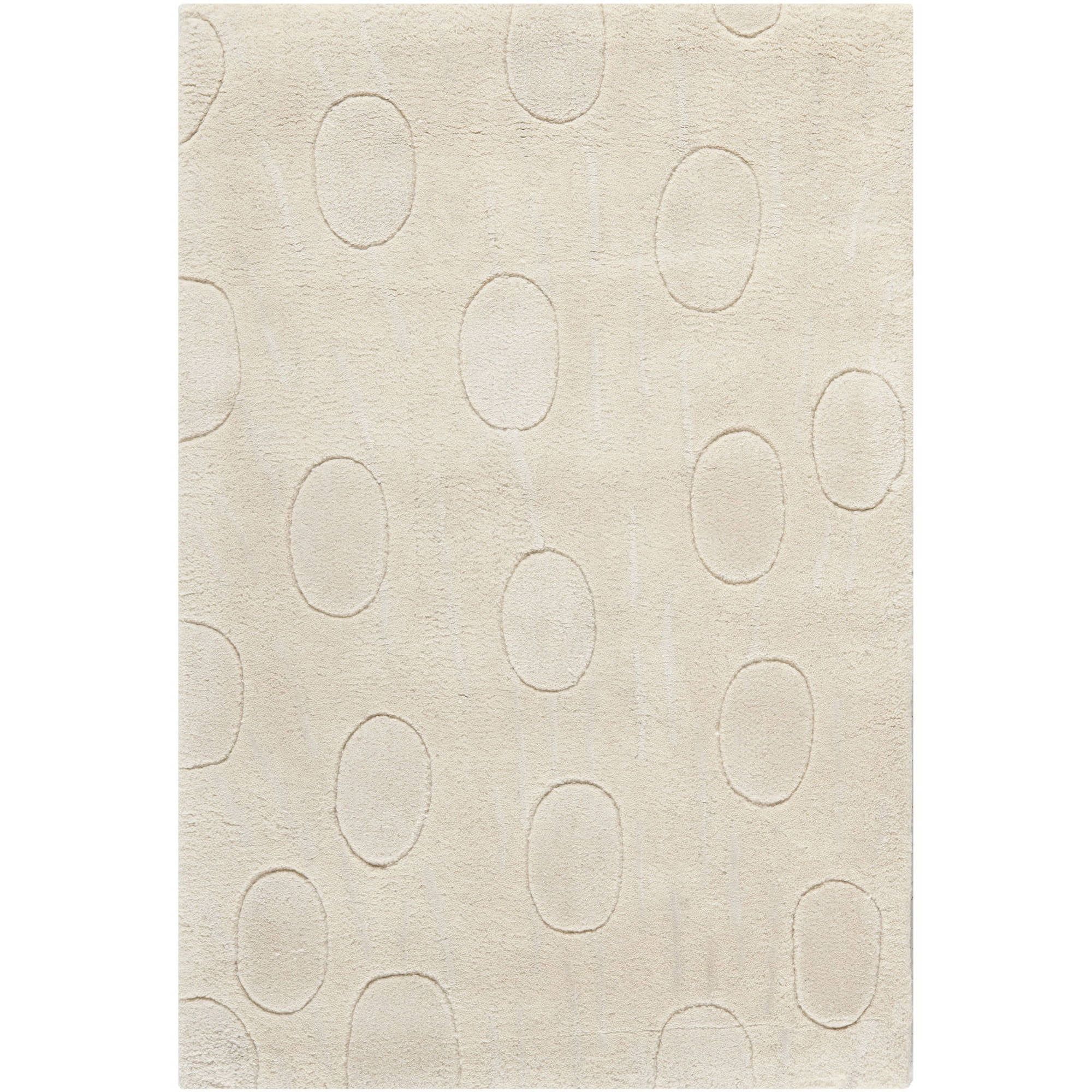 Handmade White Tufted Wool and Viscose Area Rug, 2 x 3 ft