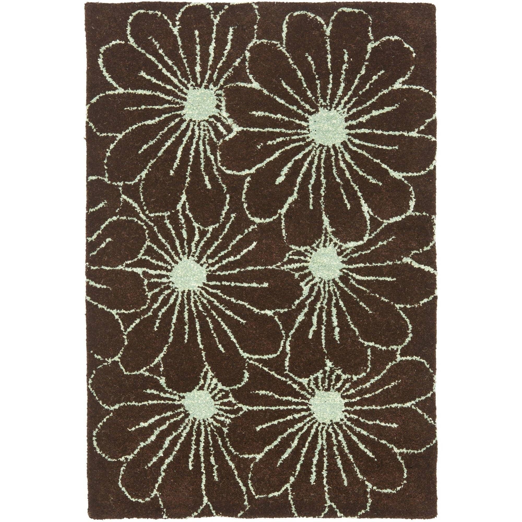 Ivory Tufted Handmade Wool and Viscose Rug, 24" x 36"