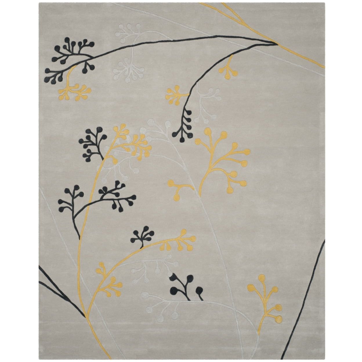 Gray Round Handmade Wool and Viscose Tufted Area Rug, 8' x 8'
