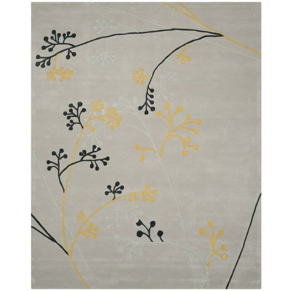 Gray Round Handmade Wool and Viscose Tufted Area Rug, 8' x 8'