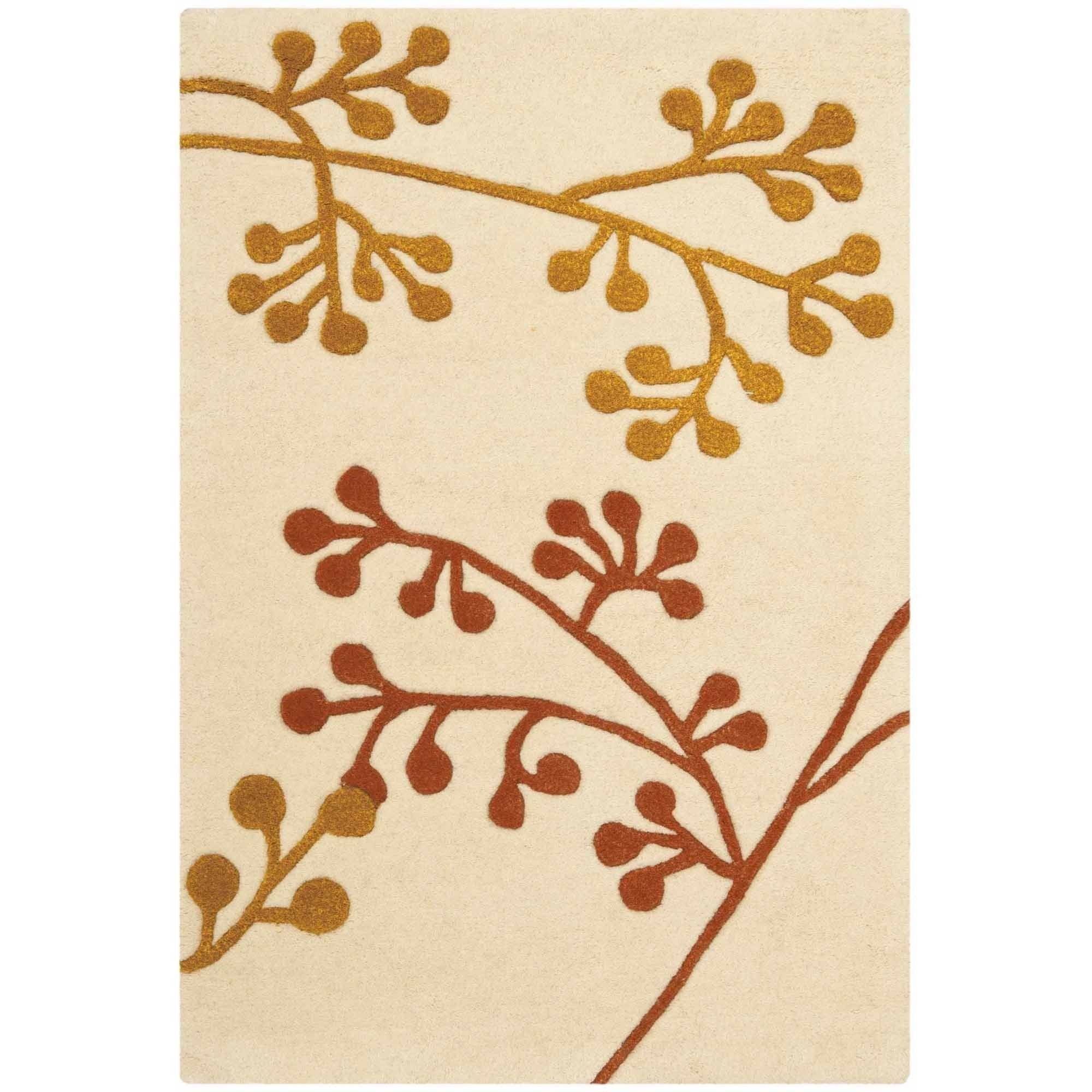 SAFAVIEH Soho Piper Floral Wool Area Rug, Ivory/Orange, 2' x 3'