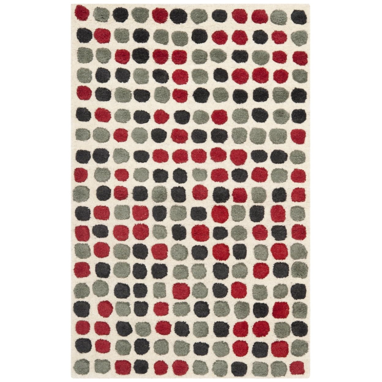 Ivory and Multicolor Tufted Wool Geometric Area Rug 2'6" x 4'