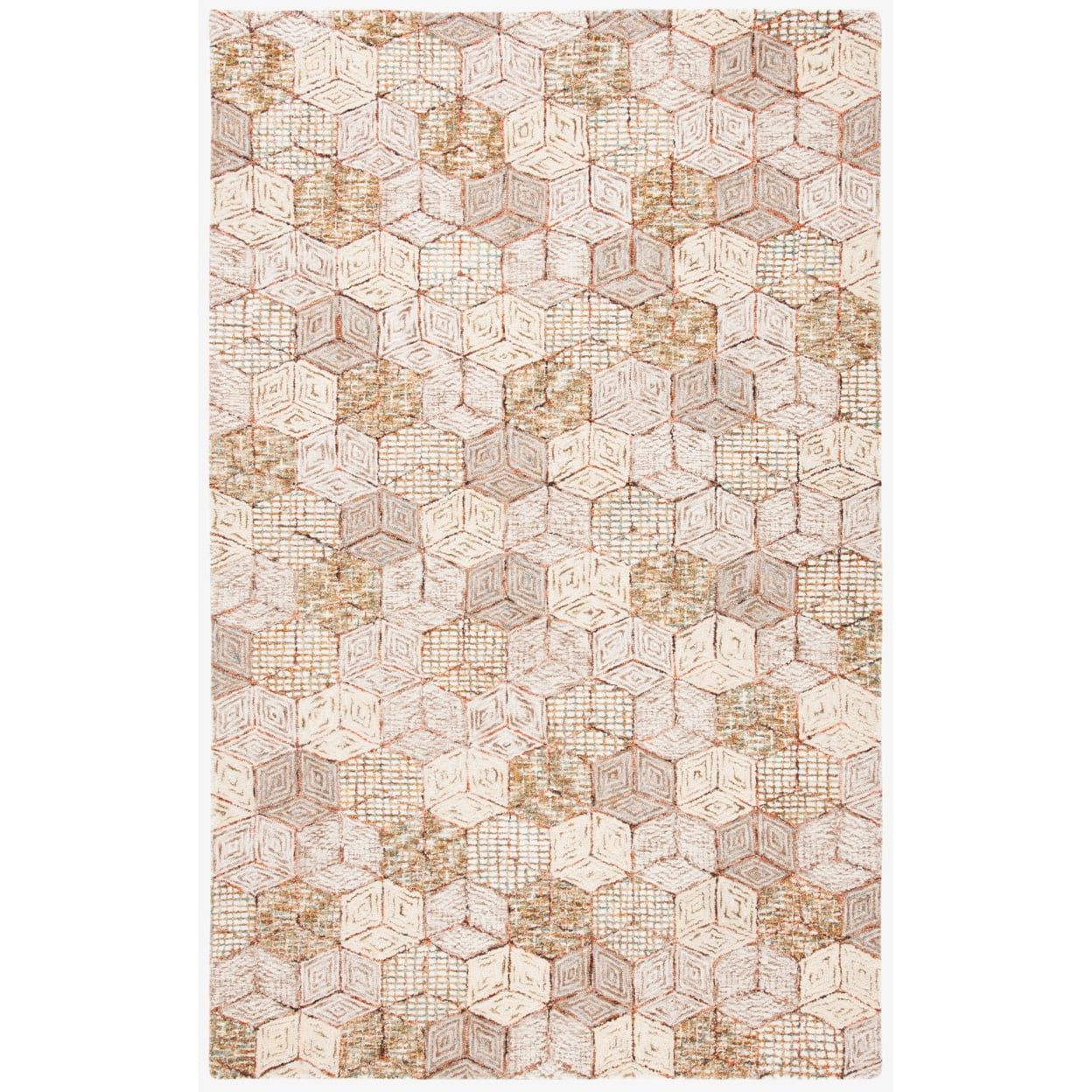 Beige and Taupe Hand-Tufted Wool Area Rug, 5' x 8'