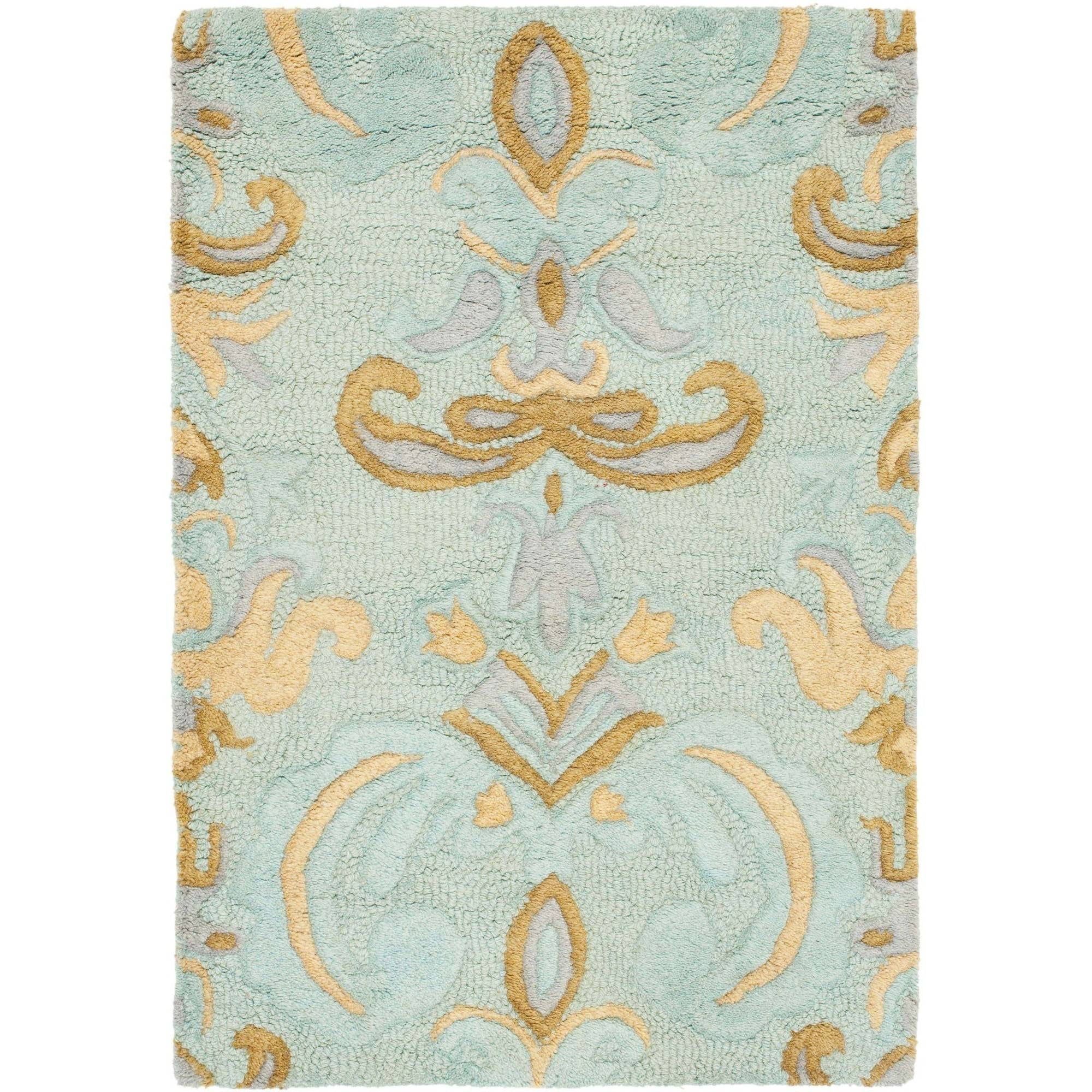 Handmade Light Blue Wool and Viscose Tufted Area Rug