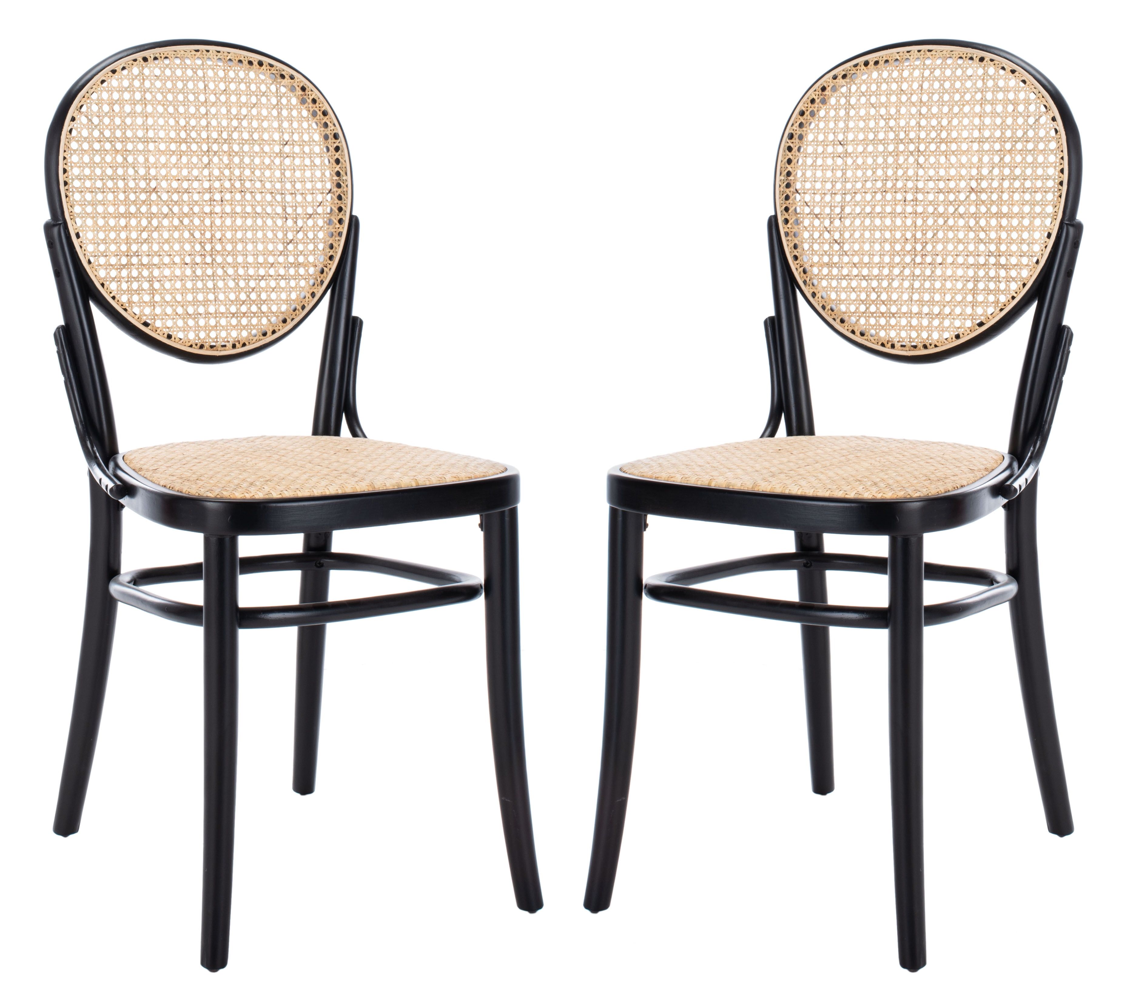 Sonia Black and Natural Cane Wood Side Chair Set