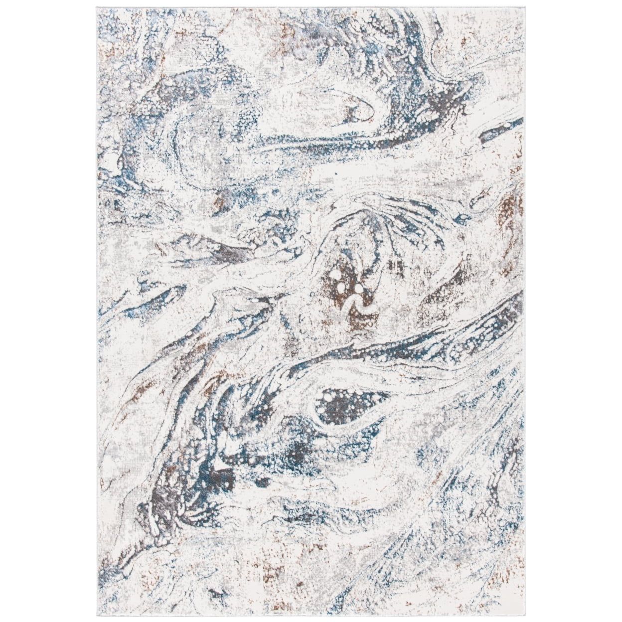 Ivory Abstract 9' x 12' Synthetic Easy Care Area Rug