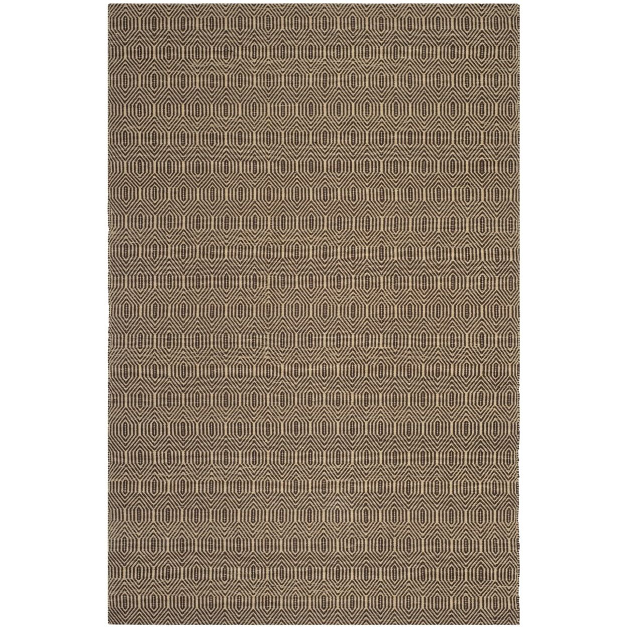 Brown Geometric Flat Woven Synthetic Area Rug, 6' x 9'