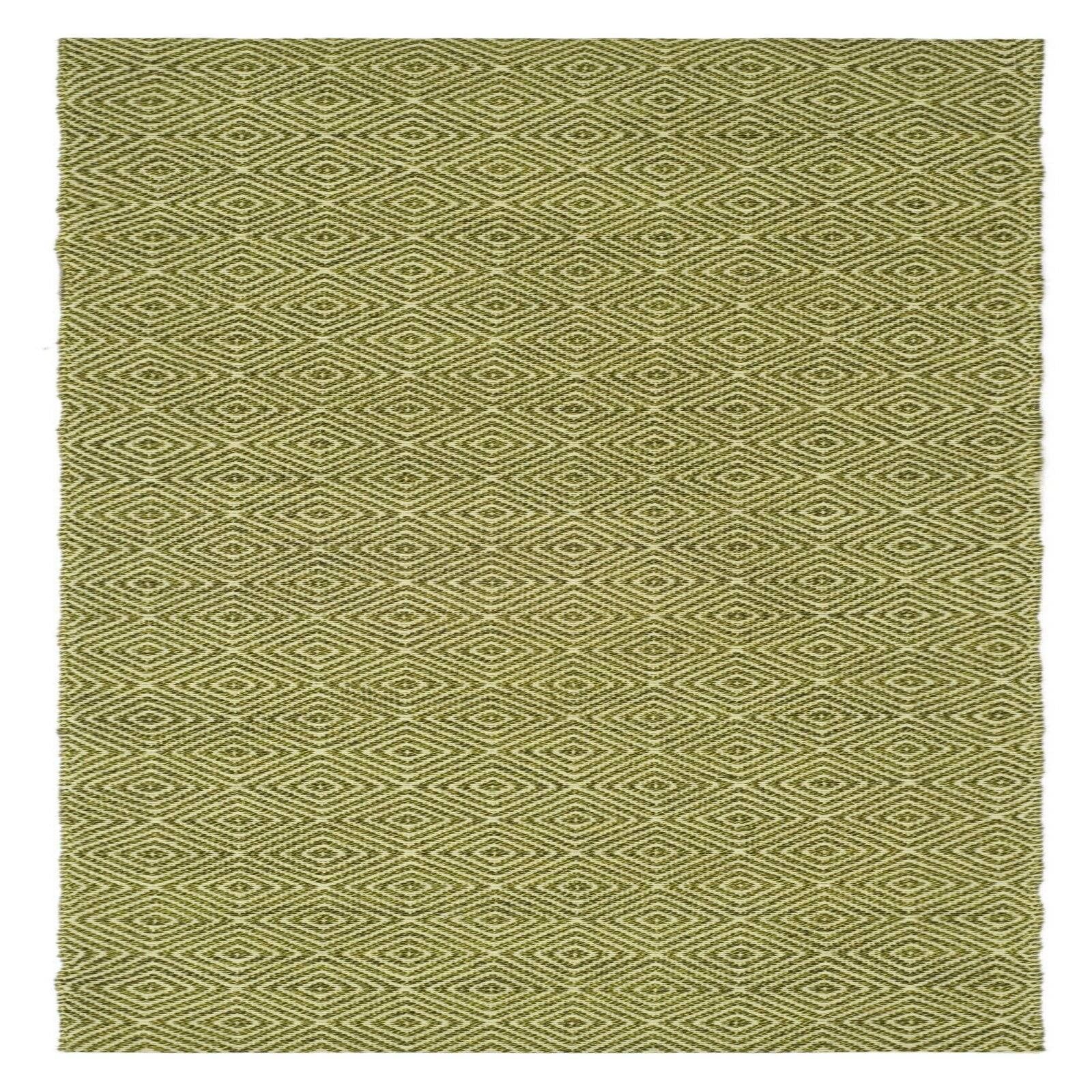 Ivory and Green Geometric Handwoven Synthetic Rug, 8' x 11'