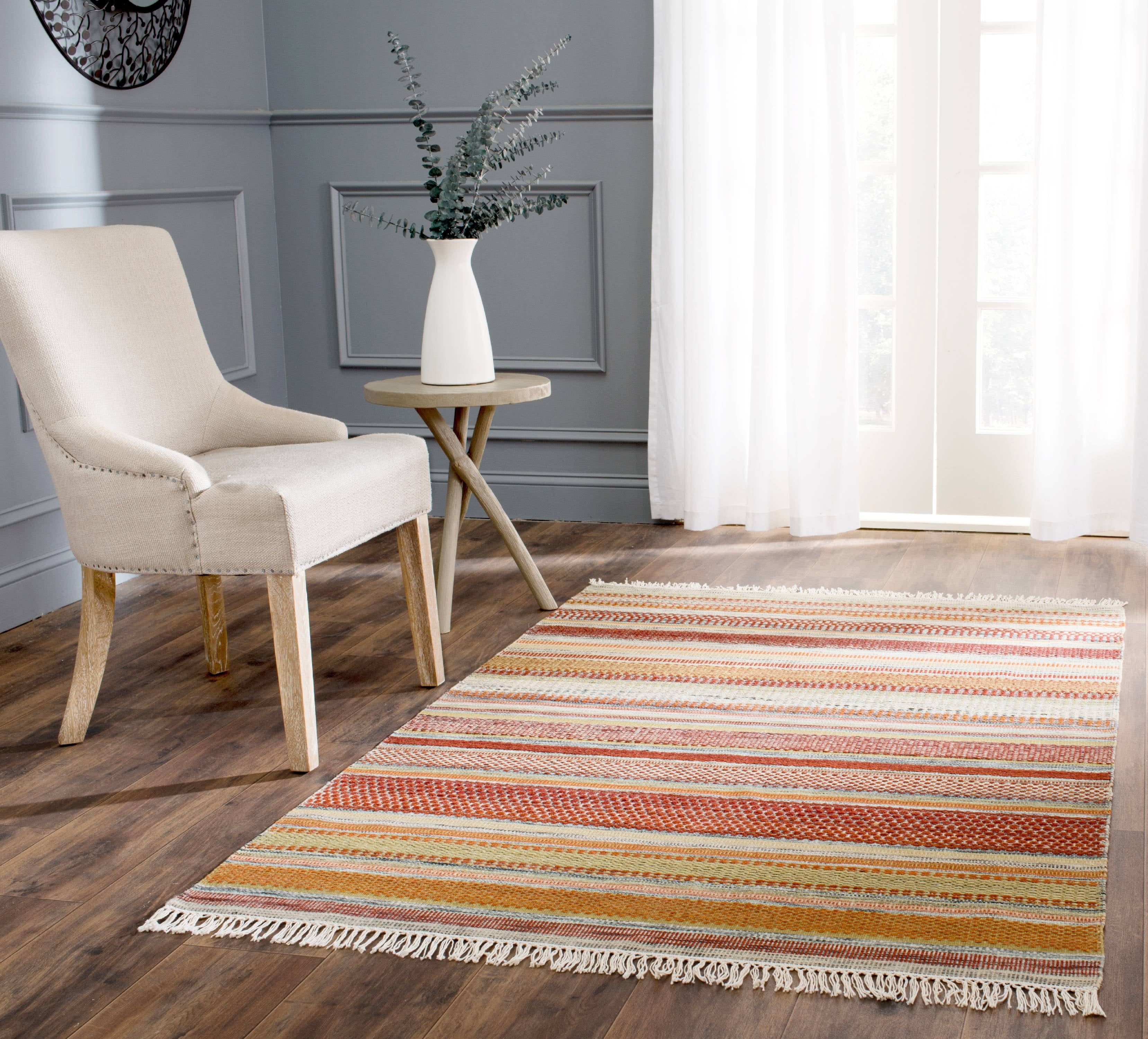 Handmade Ivory and Multicolor Wool Kilim Area Rug, 8' x 10'