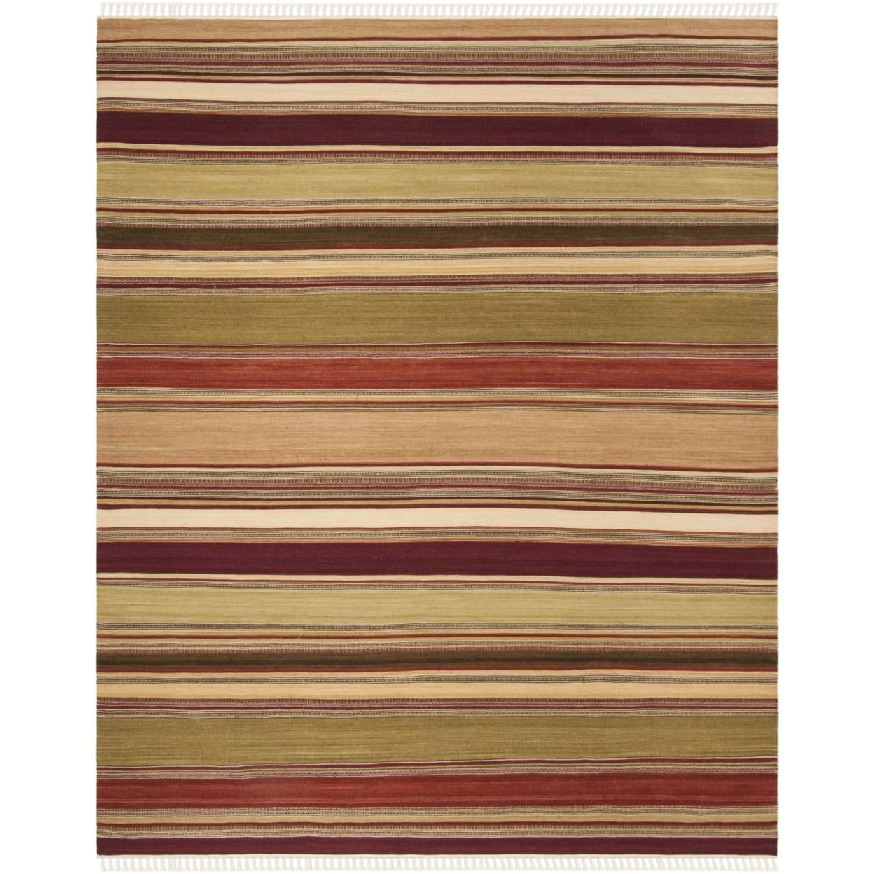 Handwoven Southwestern Chic Red Stripe Wool Rug, 10' x 14'