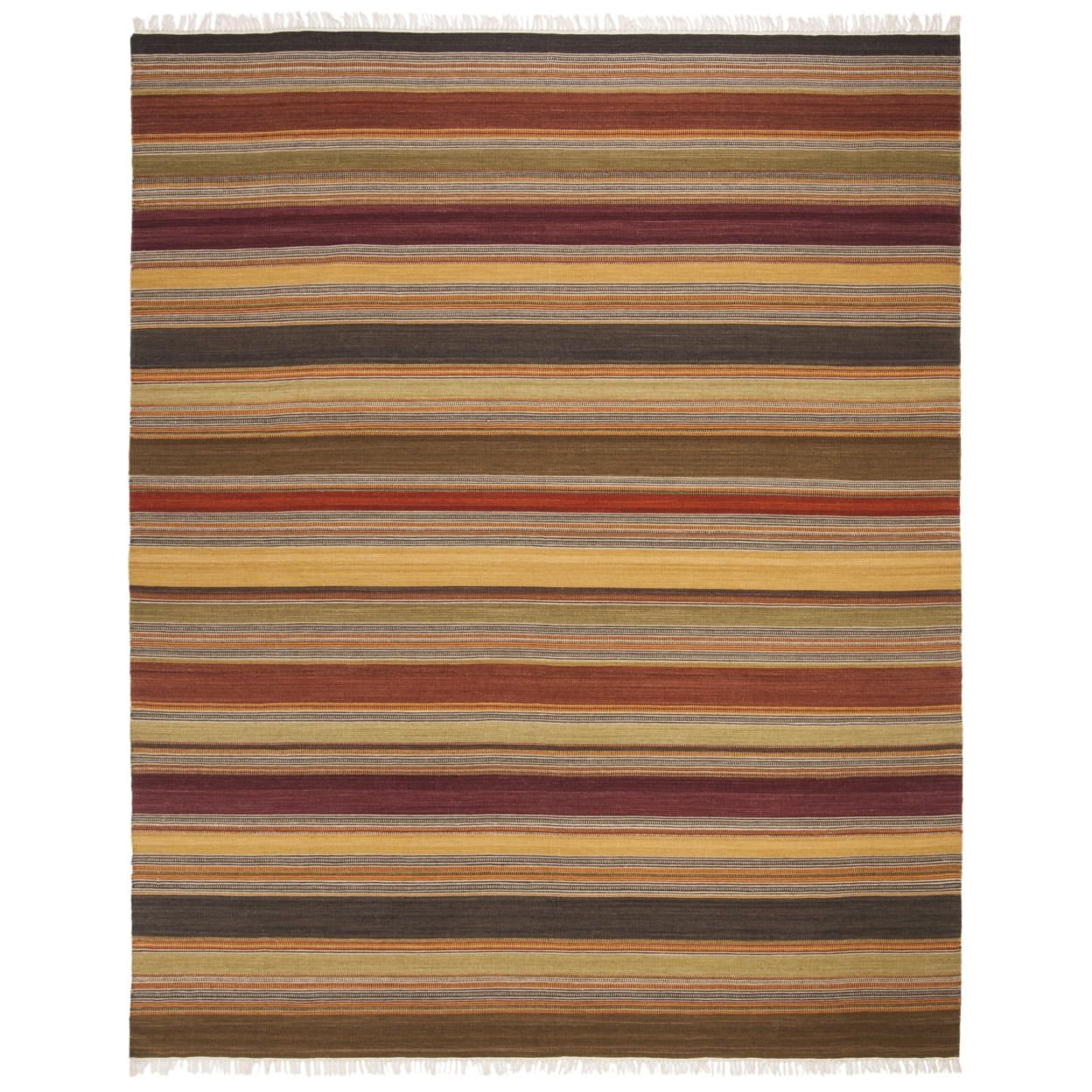 Handmade Red and Gold Striped Wool Runner Rug 2'3" x 10'