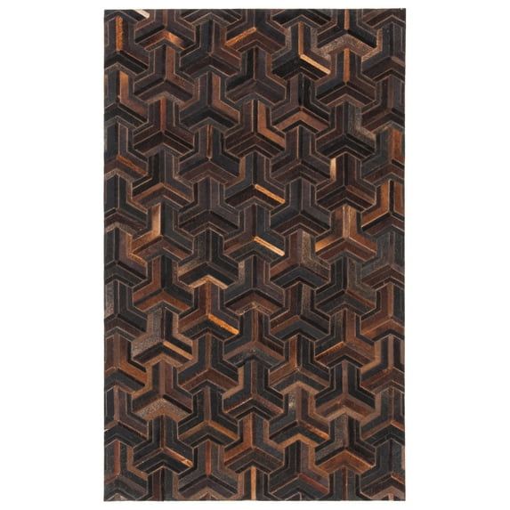 Handmade Geometric Brown Cowhide 3' x 5' Area Rug