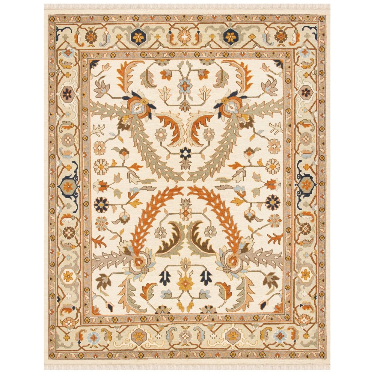 Handmade Ivory and Gold Flatweave Wool Area Rug