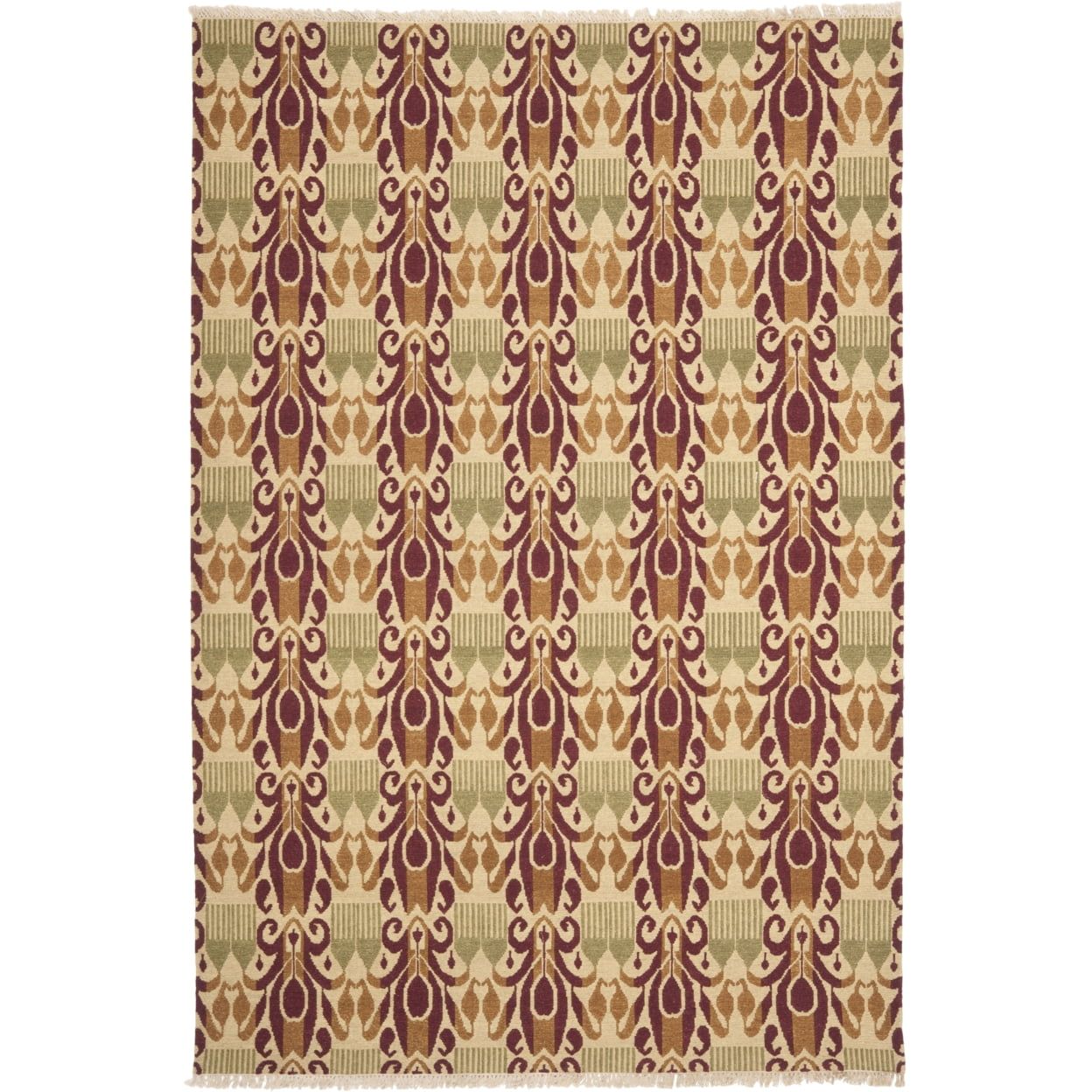 Ivory Geometric Hand-Knotted Wool & Silk 8' x 10' Area Rug