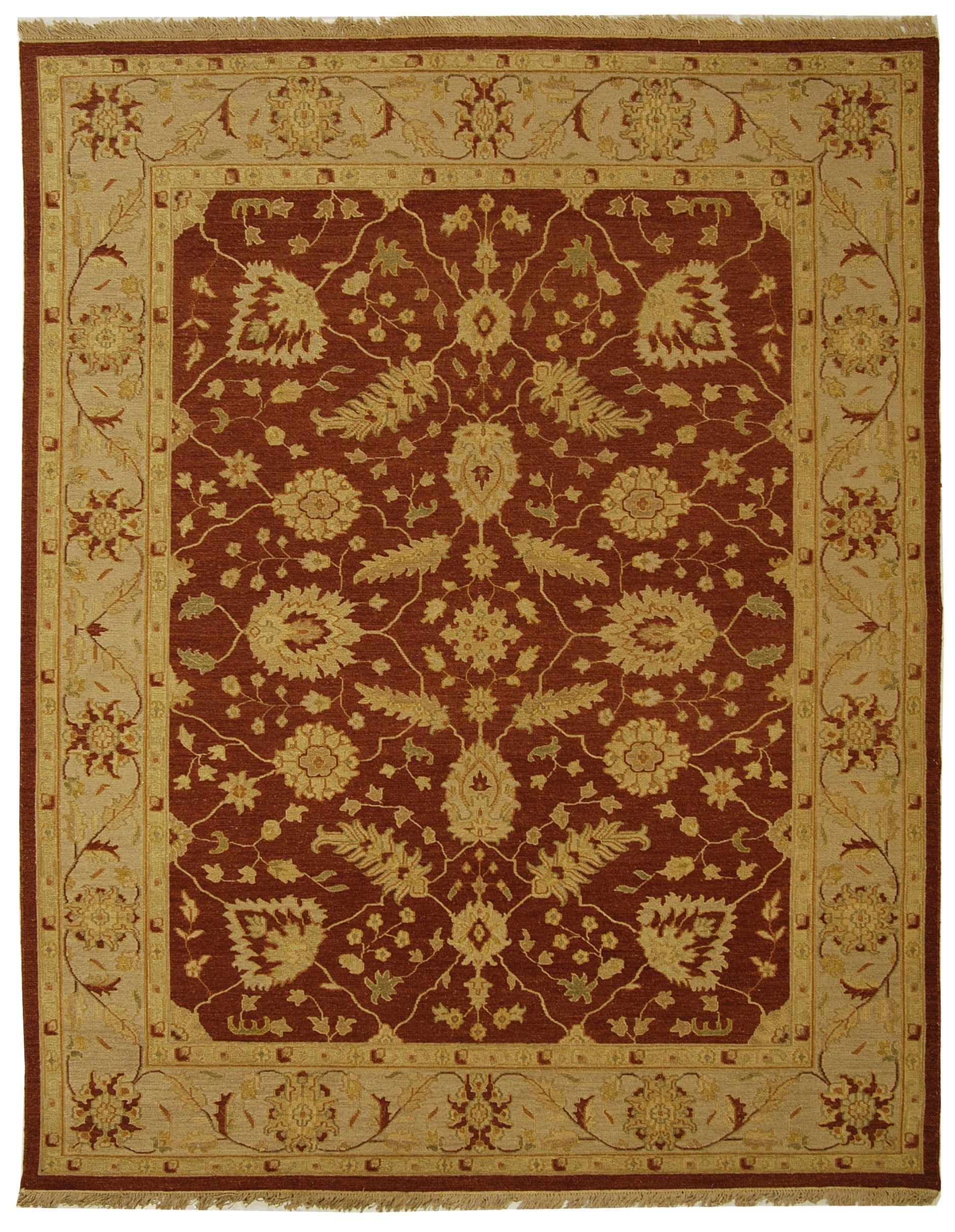 Red and Beige Rectangular Wool 10' x 14' Flat Woven Area Rug