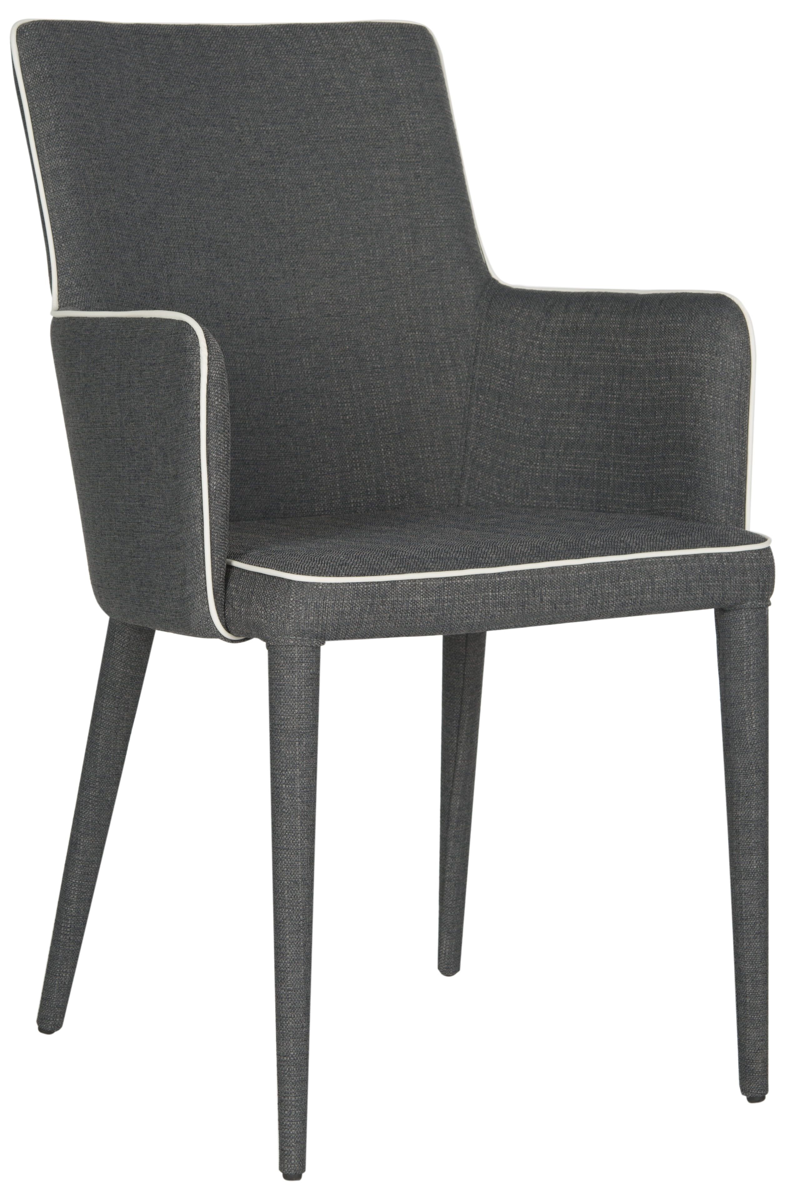 Transitional Faux Leather Arm Chair in Beige and Gray