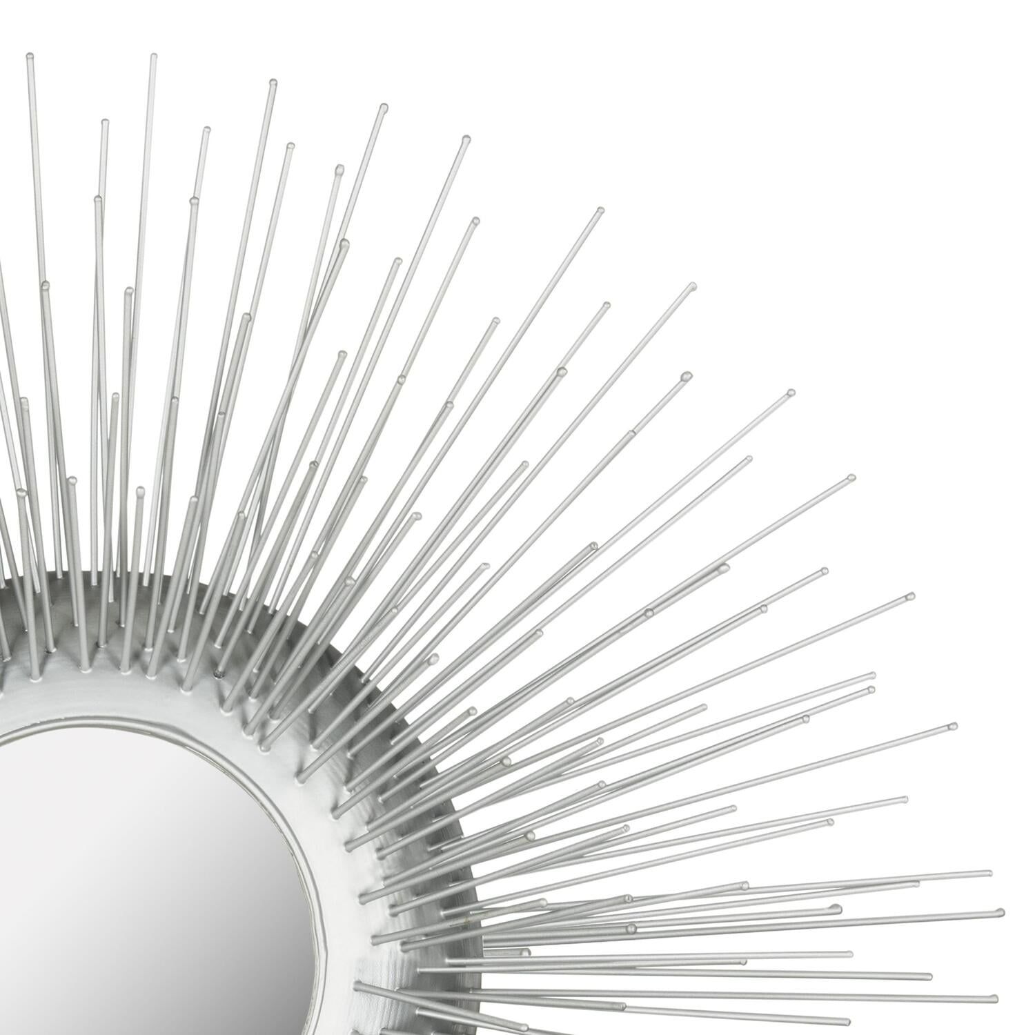 Silver Sunburst Round Iron and Glass Mirror Set