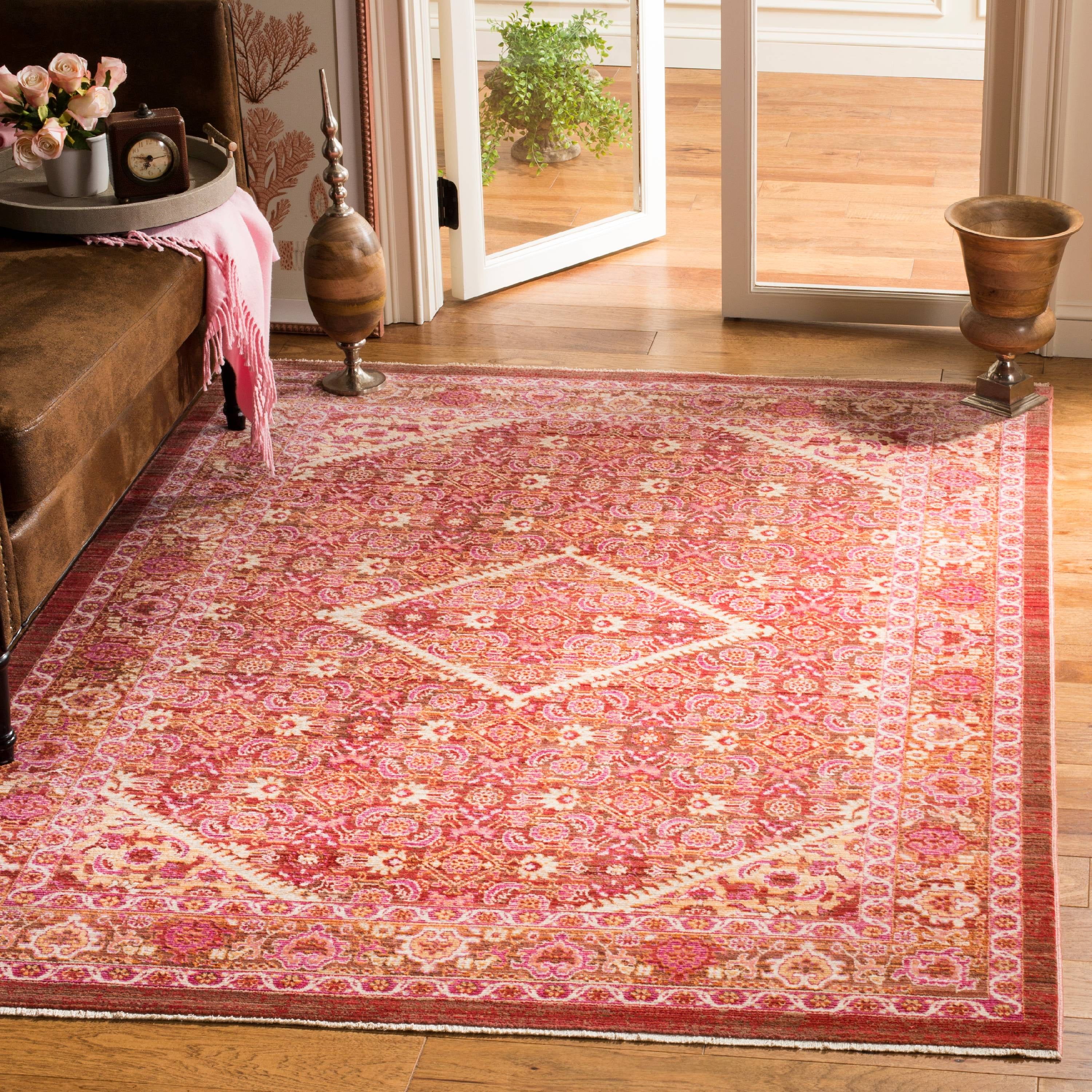 Hand-Knotted Red Cotton and Synthetic 4' x 6' Area Rug