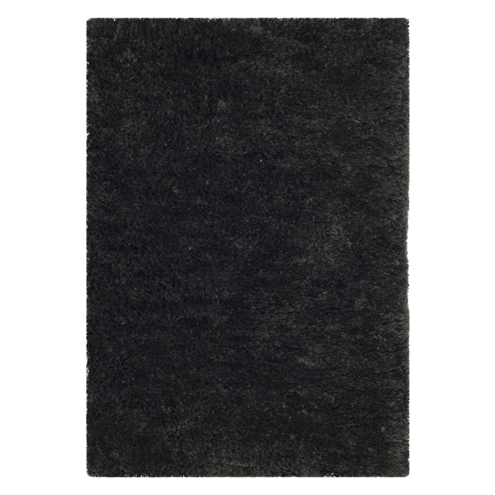 Charcoal Tufted Round Synthetic Shag Area Rug