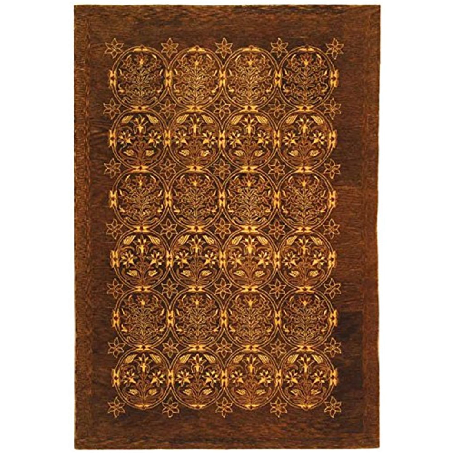 Olive and Gold Hand-Tufted Wool Floral 6' x 9' Rug