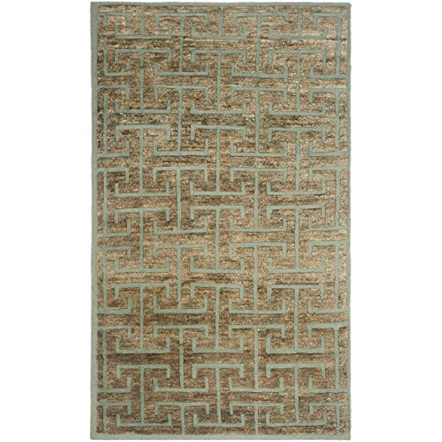 Hand-Knotted Blue Geometric Wool & Viscose 8' x 10' Rug