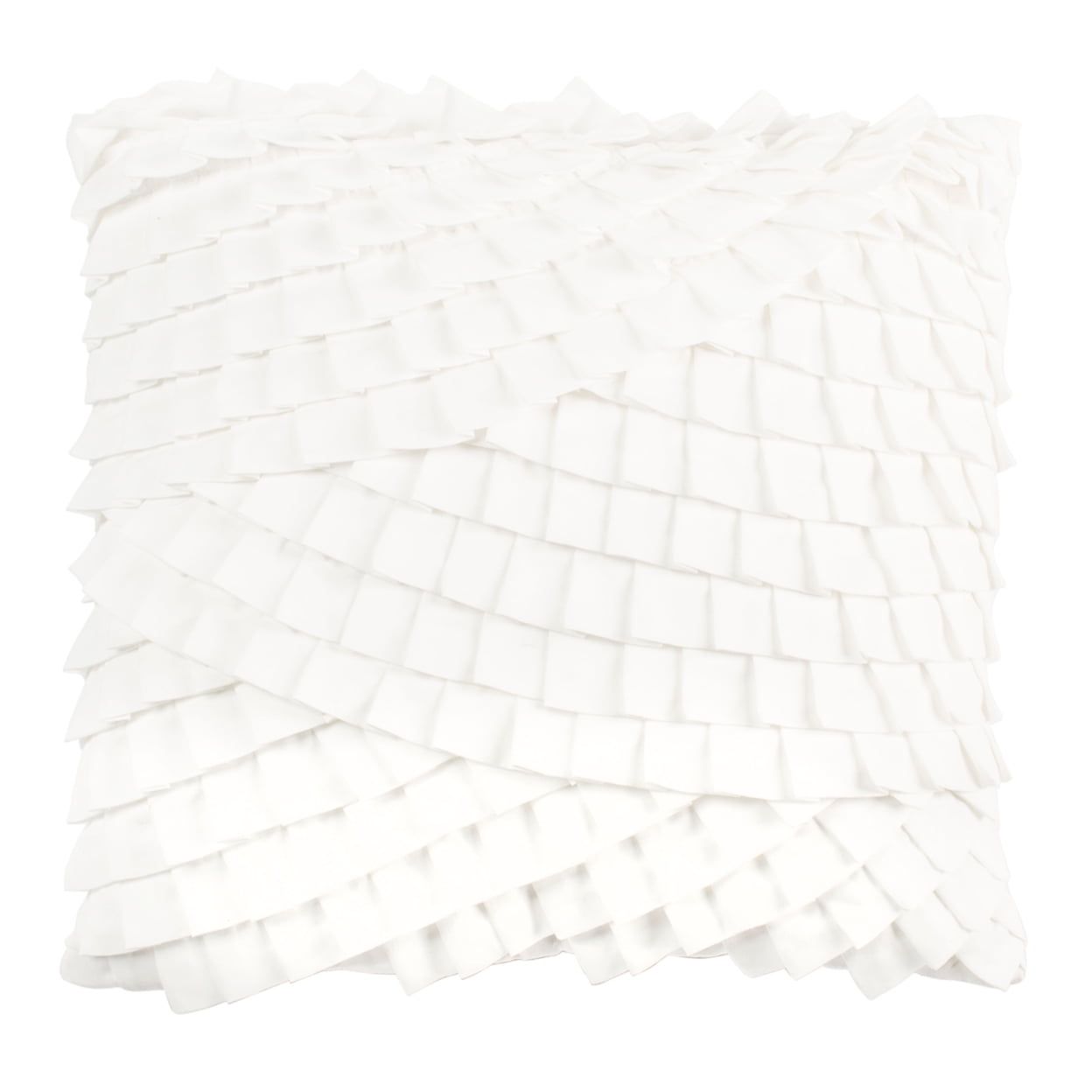 Teagen White Ruffled 18" Square Decorative Pillow