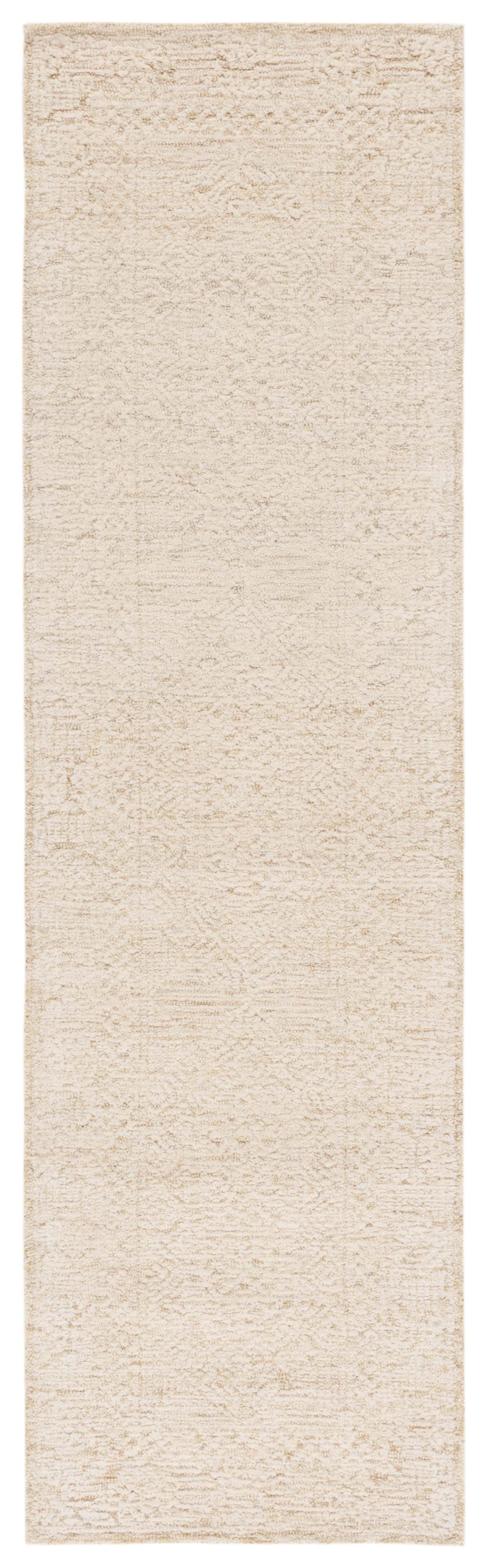 Ivory Geometric Hand-Tufted Wool Runner Rug, 2'3" x 8'