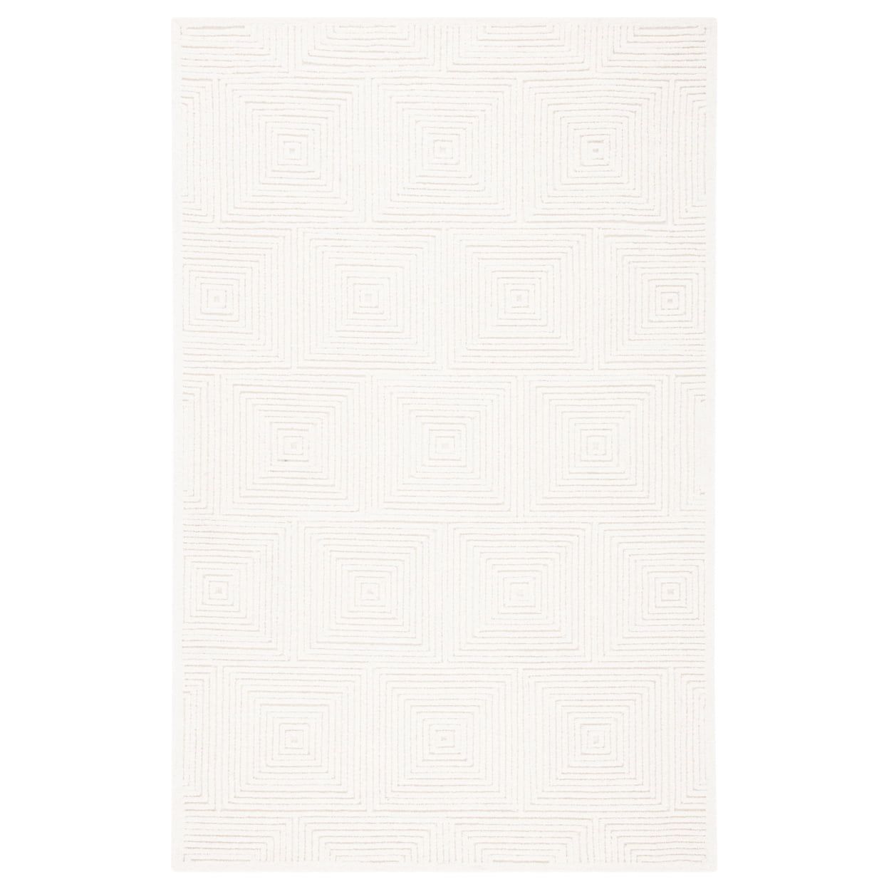 Ivory Square Hand-Tufted Wool Area Rug 4' x 4'