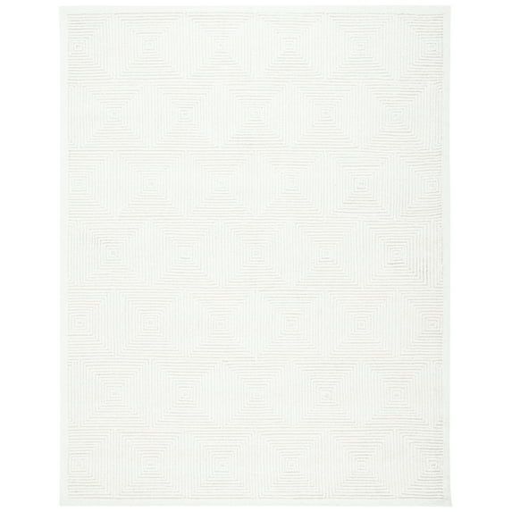 Ivory Geometric Handmade Wool Rectangular Area Rug, 11' x 15'