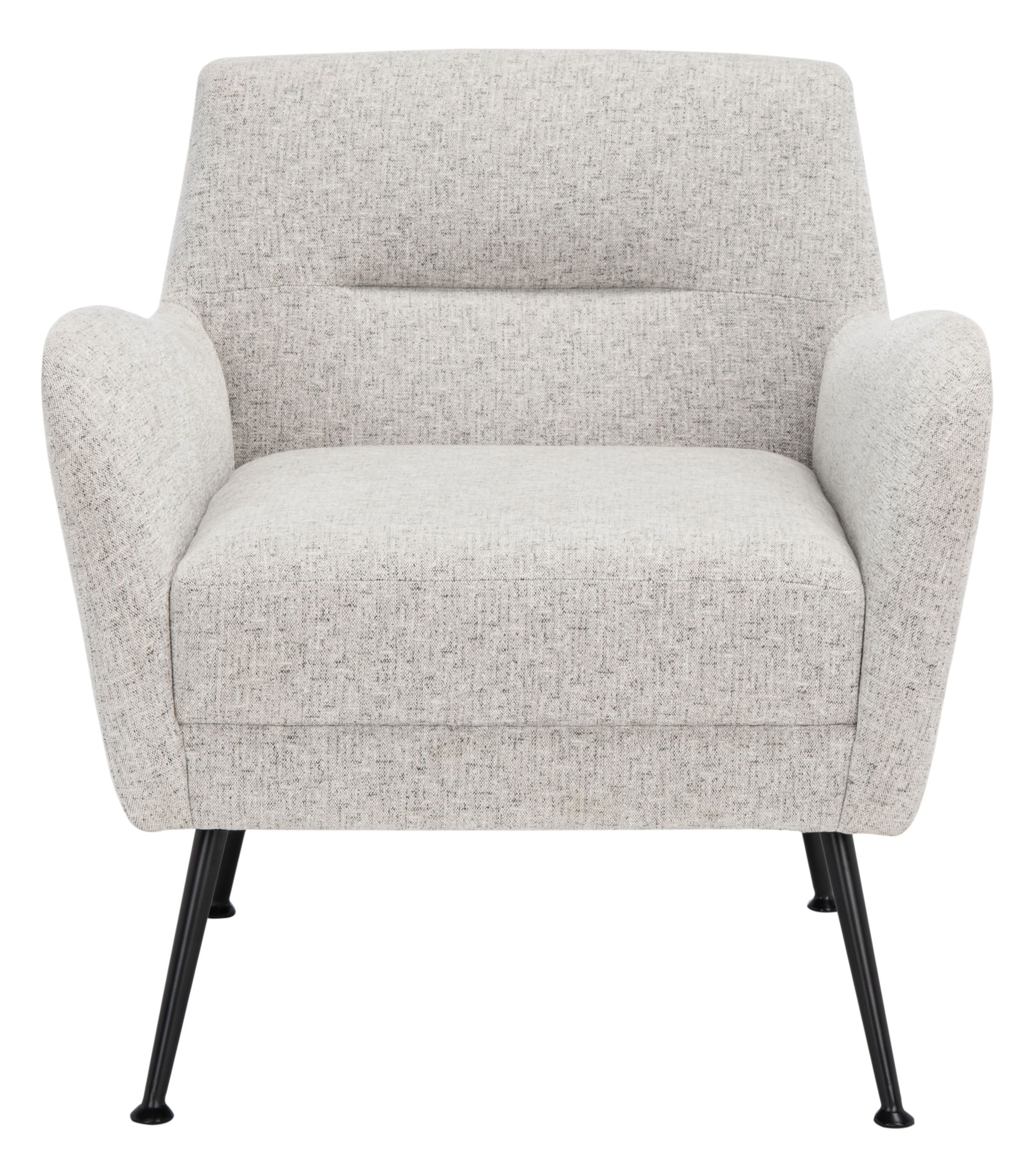 Tilbrook Mid-Century Light Grey Plush Armchair with Black Legs