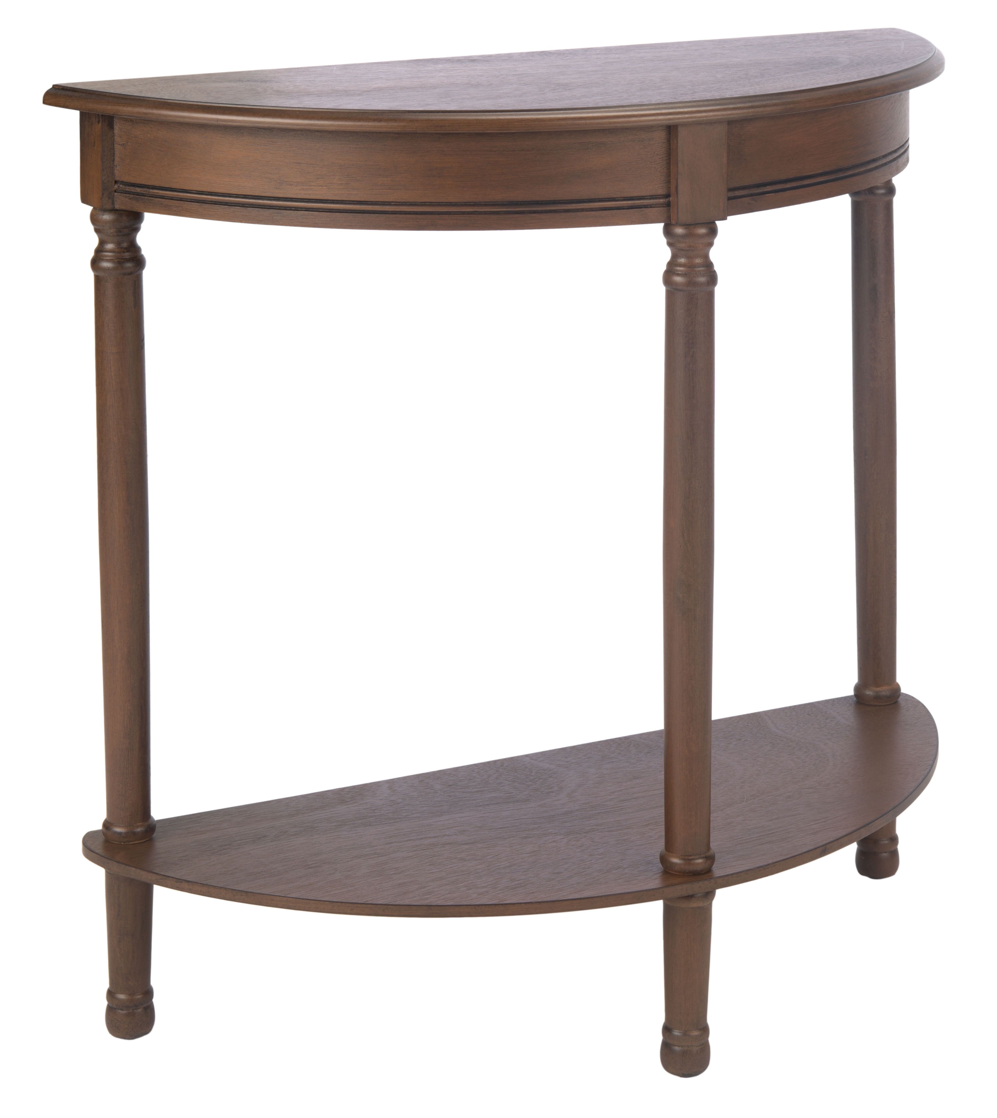 Brown Wood Demilune Console Table with Storage