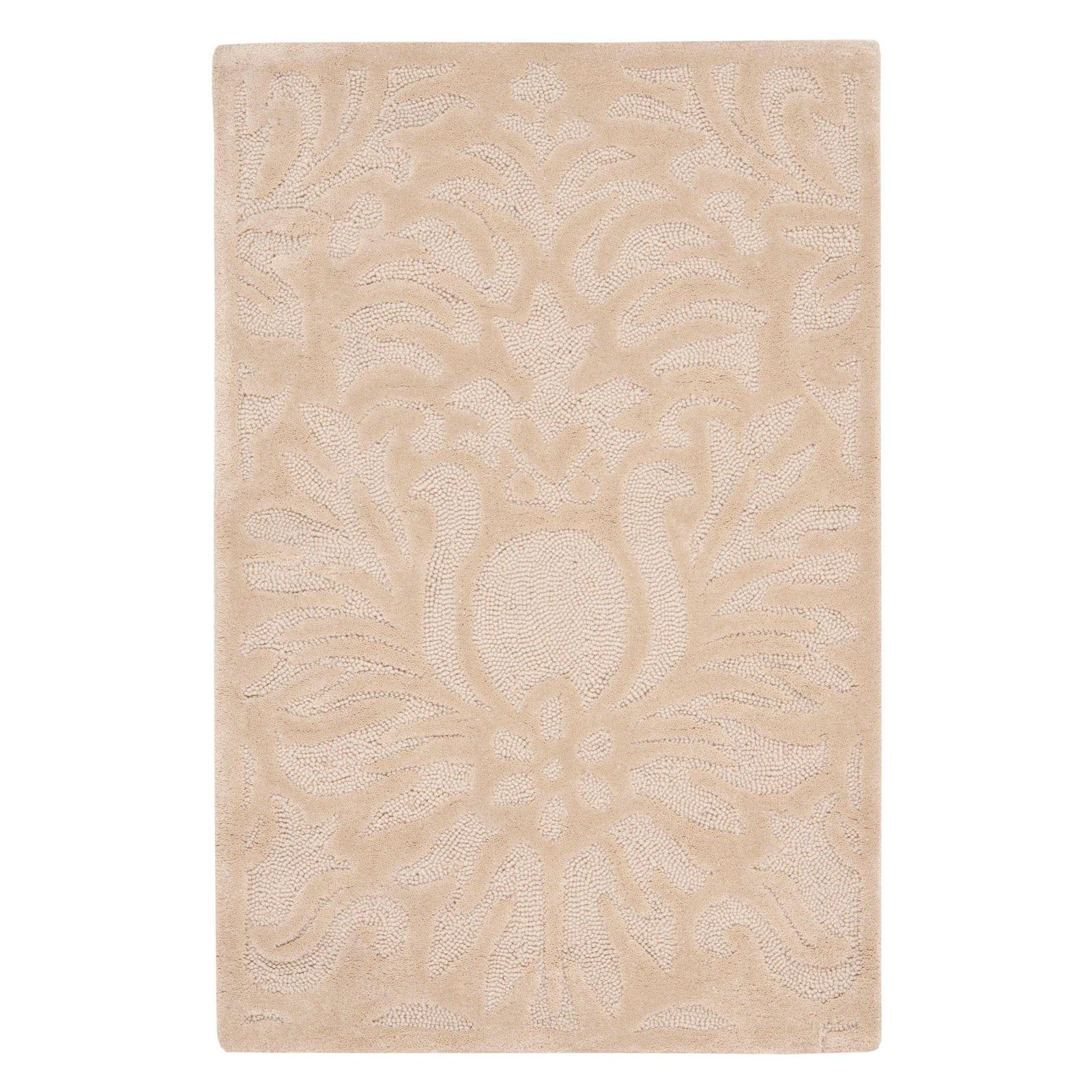 Ivory Floral Hand-Hooked Wool Area Rug, 6' x 9'