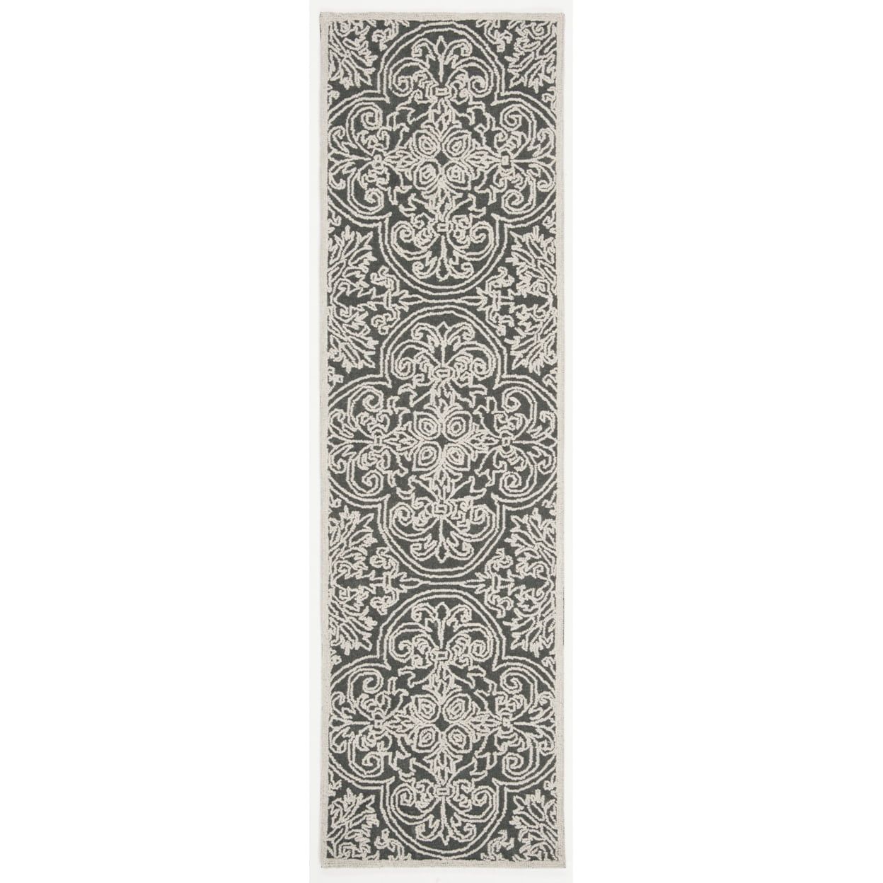 Elegant Trace Hand-Tufted Wool Runner Rug in Dark Grey & Light Grey