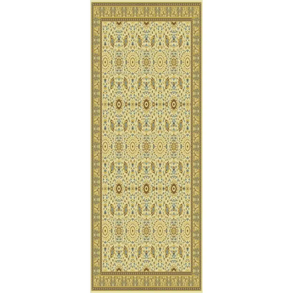 Ivory and Caramel 8' x 10' Silk Synthetic Rug