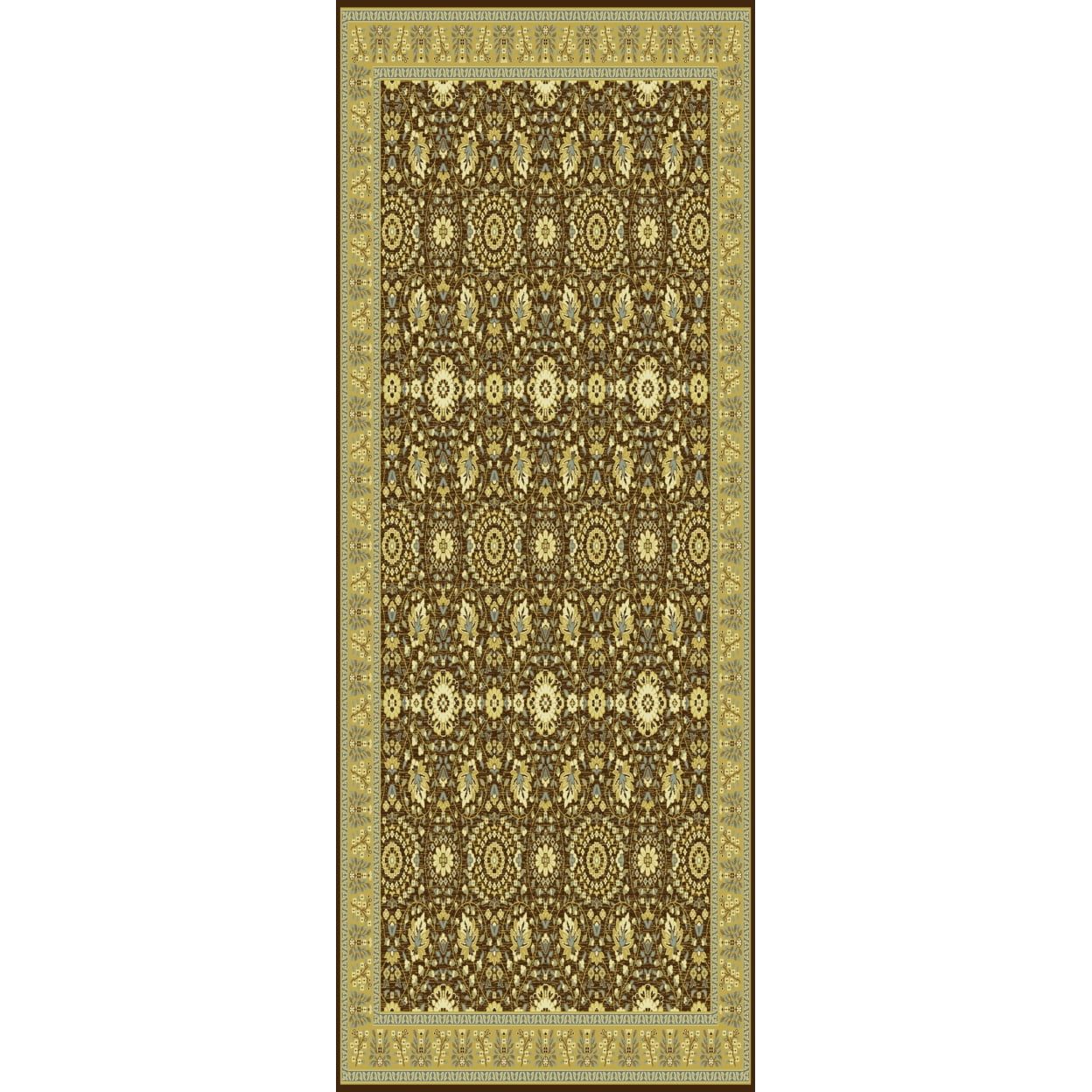 Brown and Caramel Oriental Silk 4' x 6' Rug