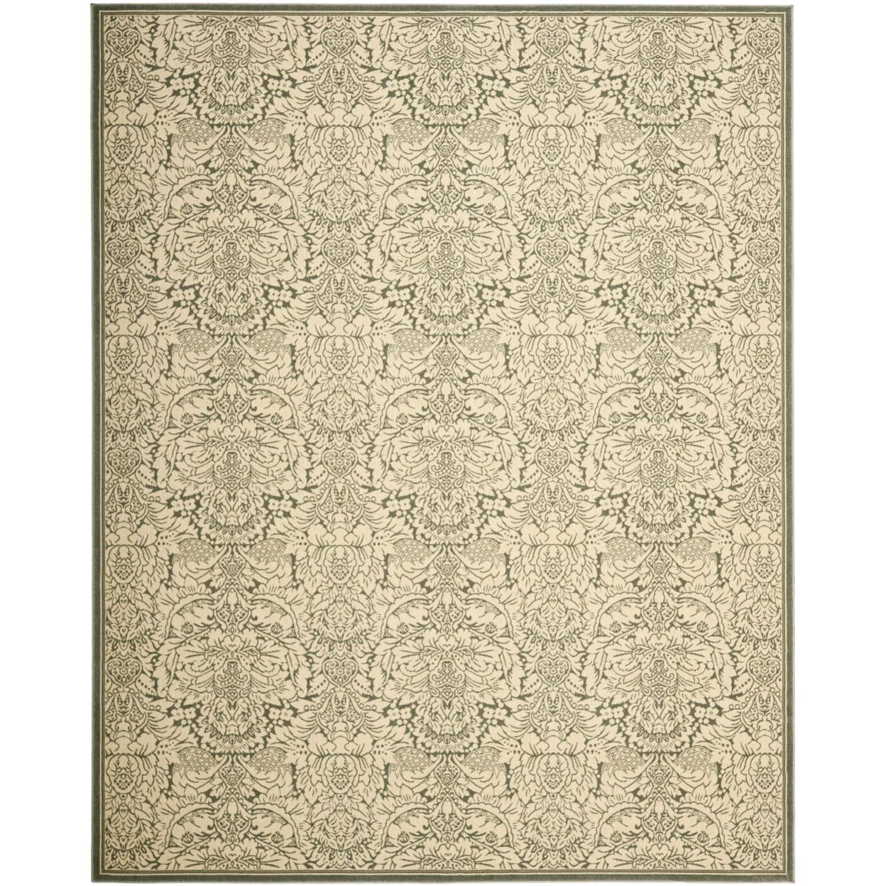 Ivory and Light Blue 4' x 6' Synthetic Silk Rug