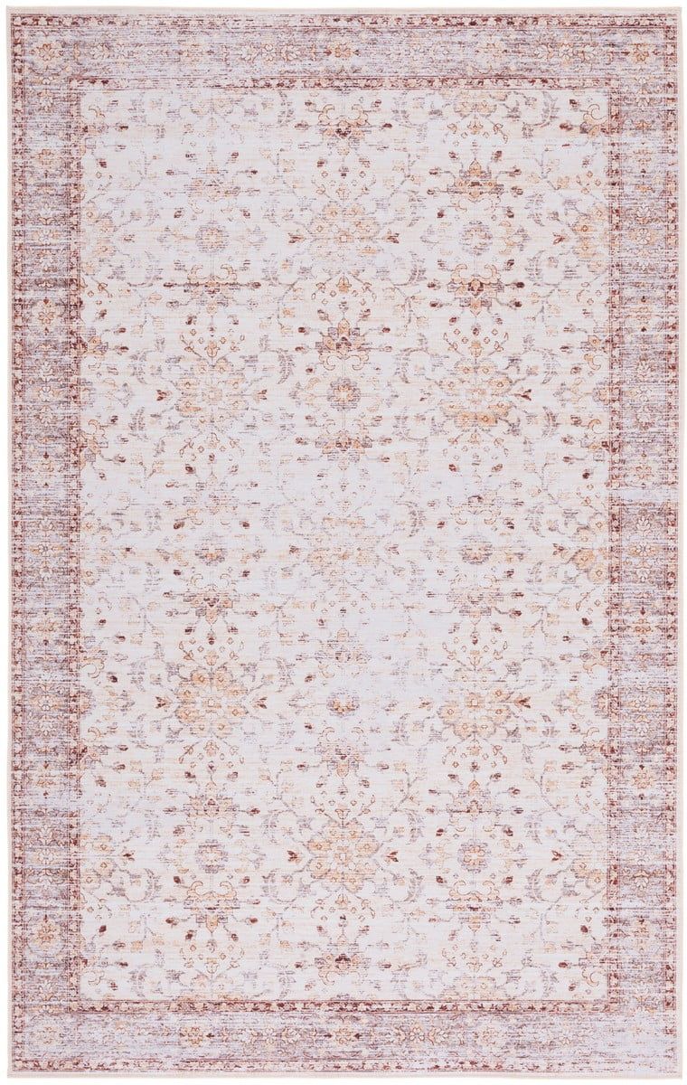 Beige and Gold 9' x 12' Washable Synthetic Area Rug