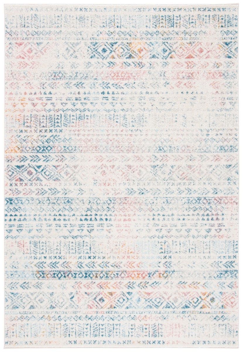 Ivory and Terracotta Synthetic 10' x 13' Moroccan Geometric Area Rug